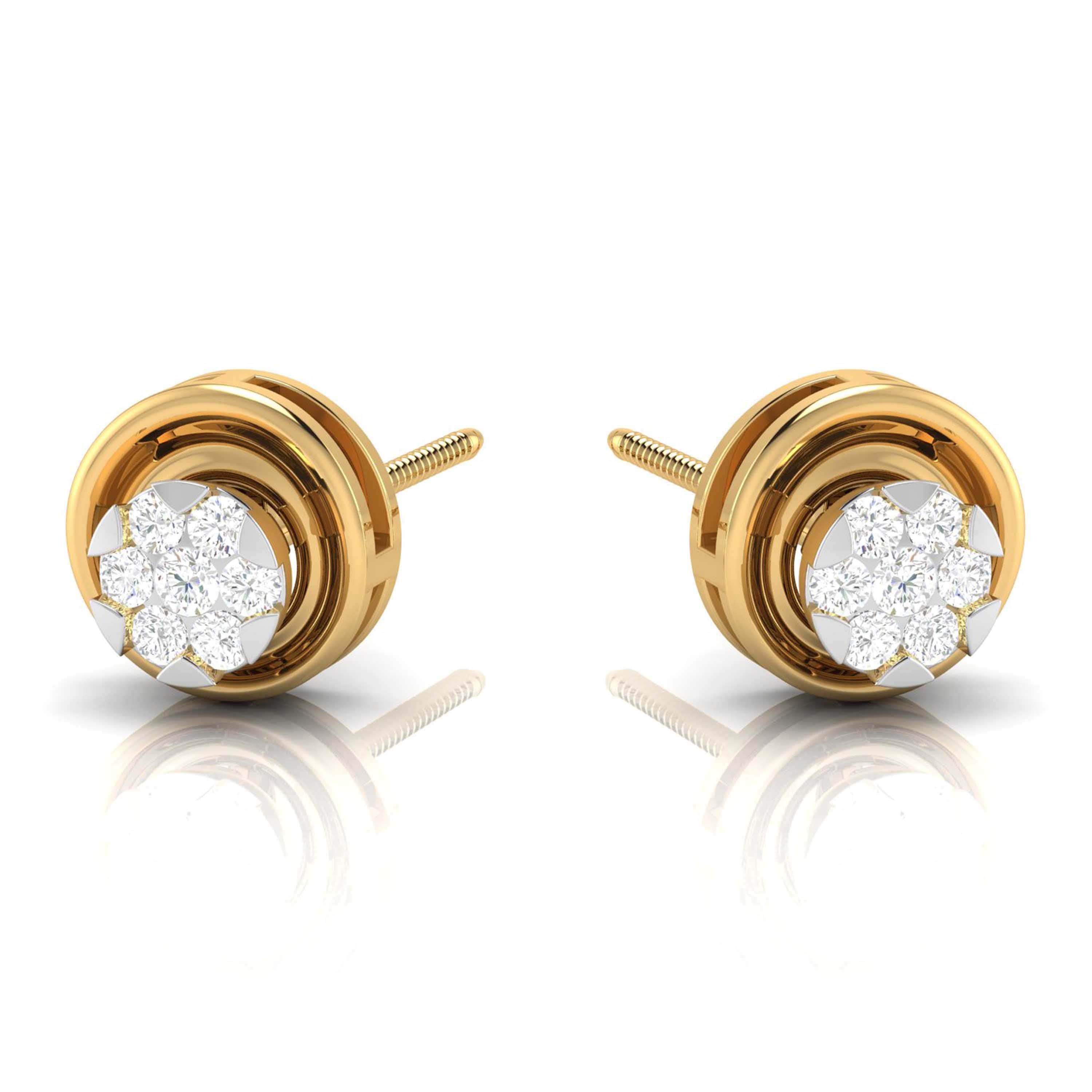 Round shape earrings design Hollow Lab Grown Diamond Earrings Fiona Diamonds