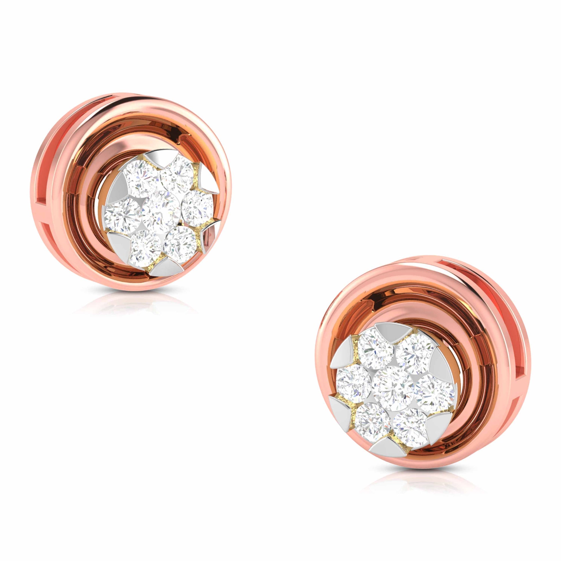 Round shape earrings design Hollow Lab Grown Diamond Earrings Fiona Diamonds