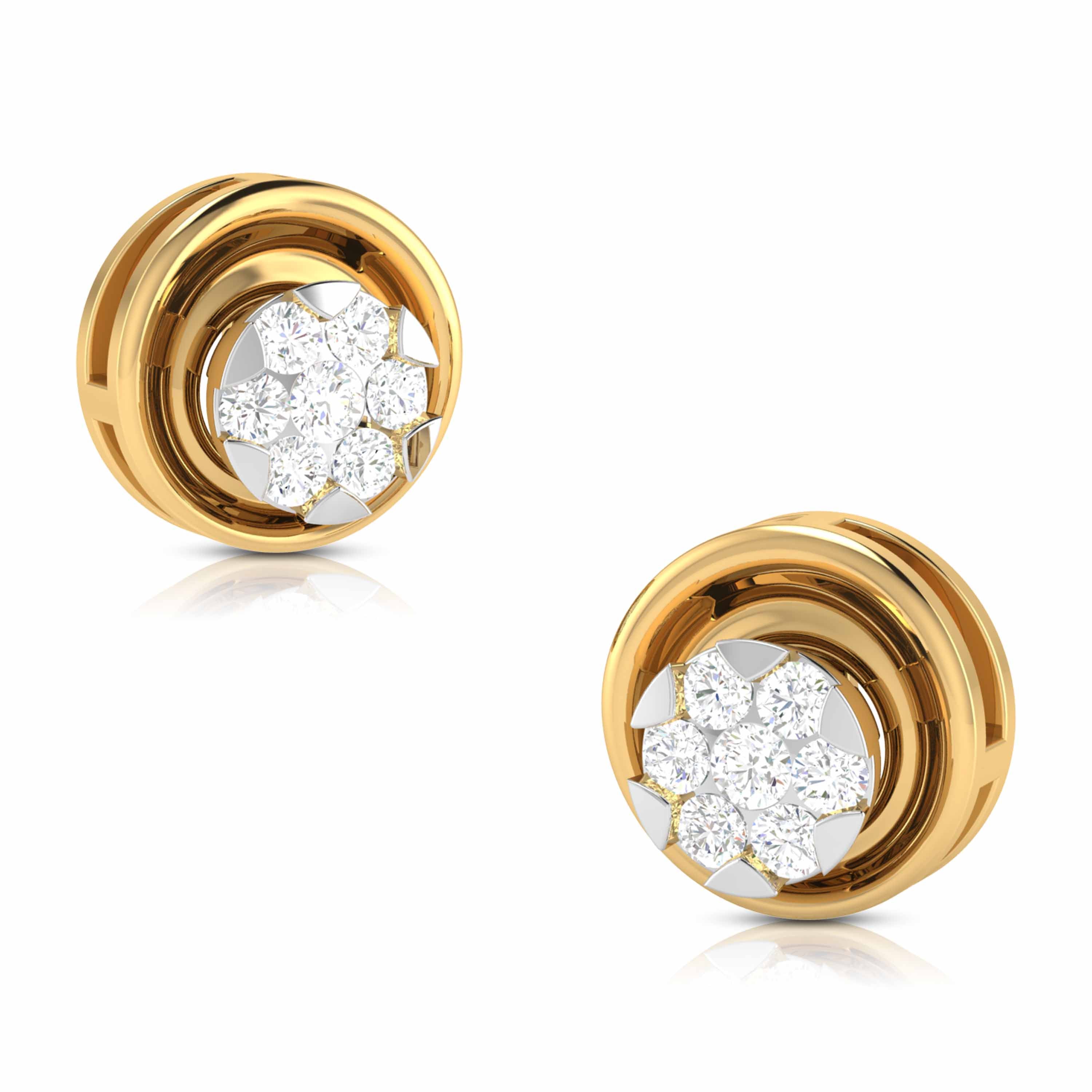 Round shape earrings design Hollow Lab Grown Diamond Earrings Fiona Diamonds