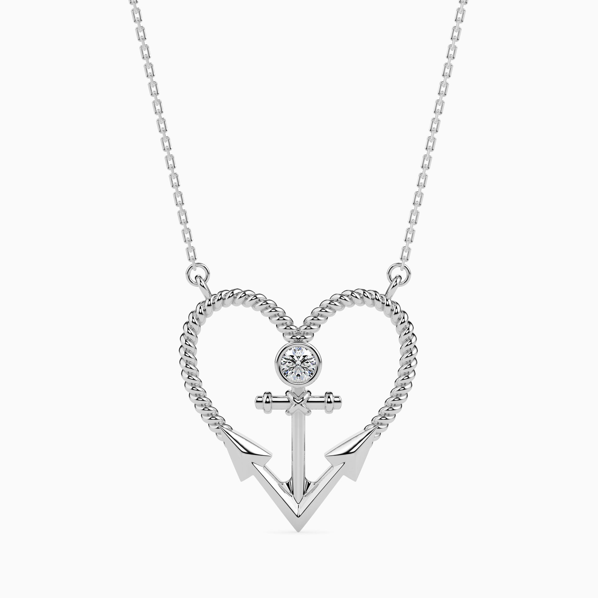 Anchored Round delicate lab grown diamond pendant Fiona Diamonds