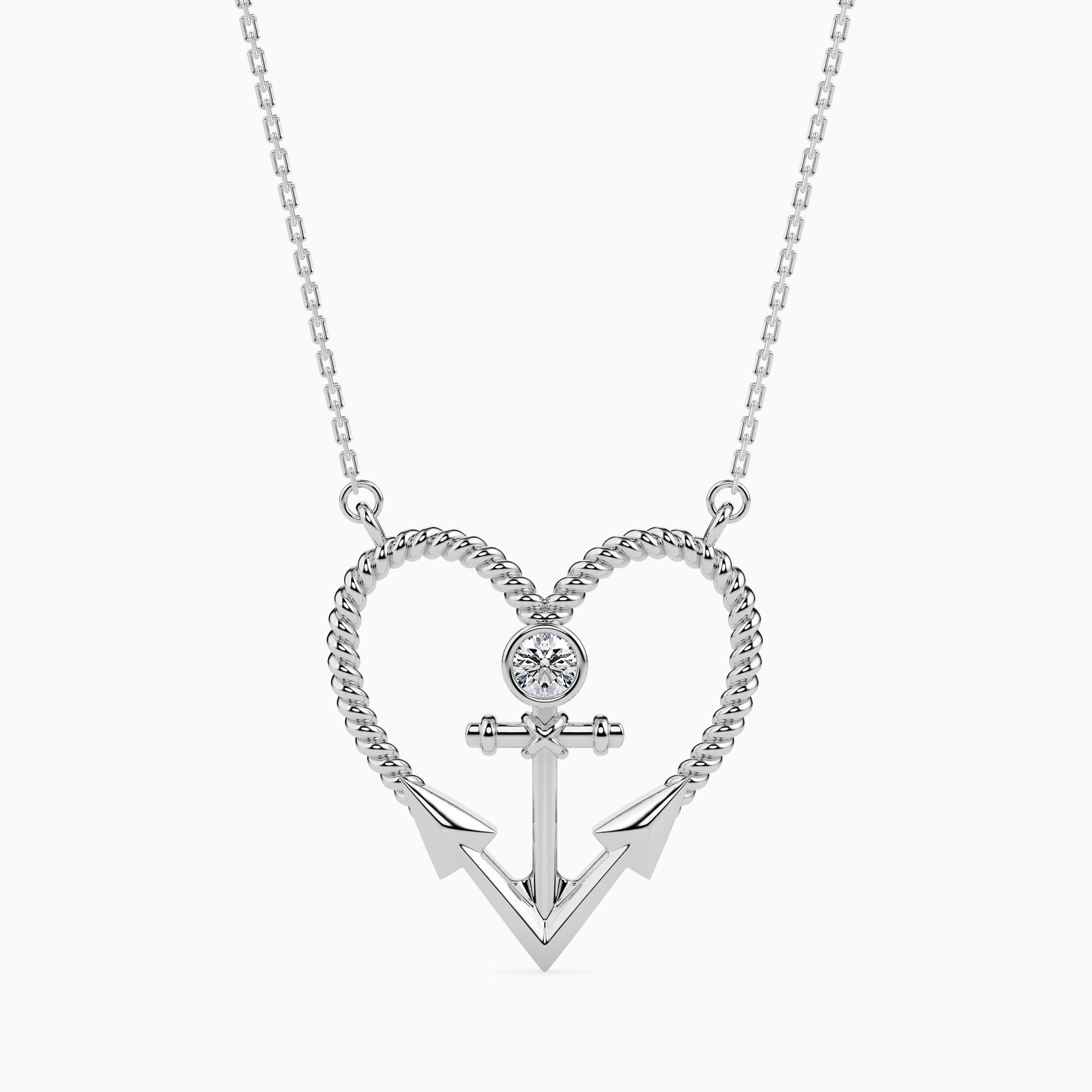 Anchored Round delicate lab grown diamond pendant Fiona Diamonds