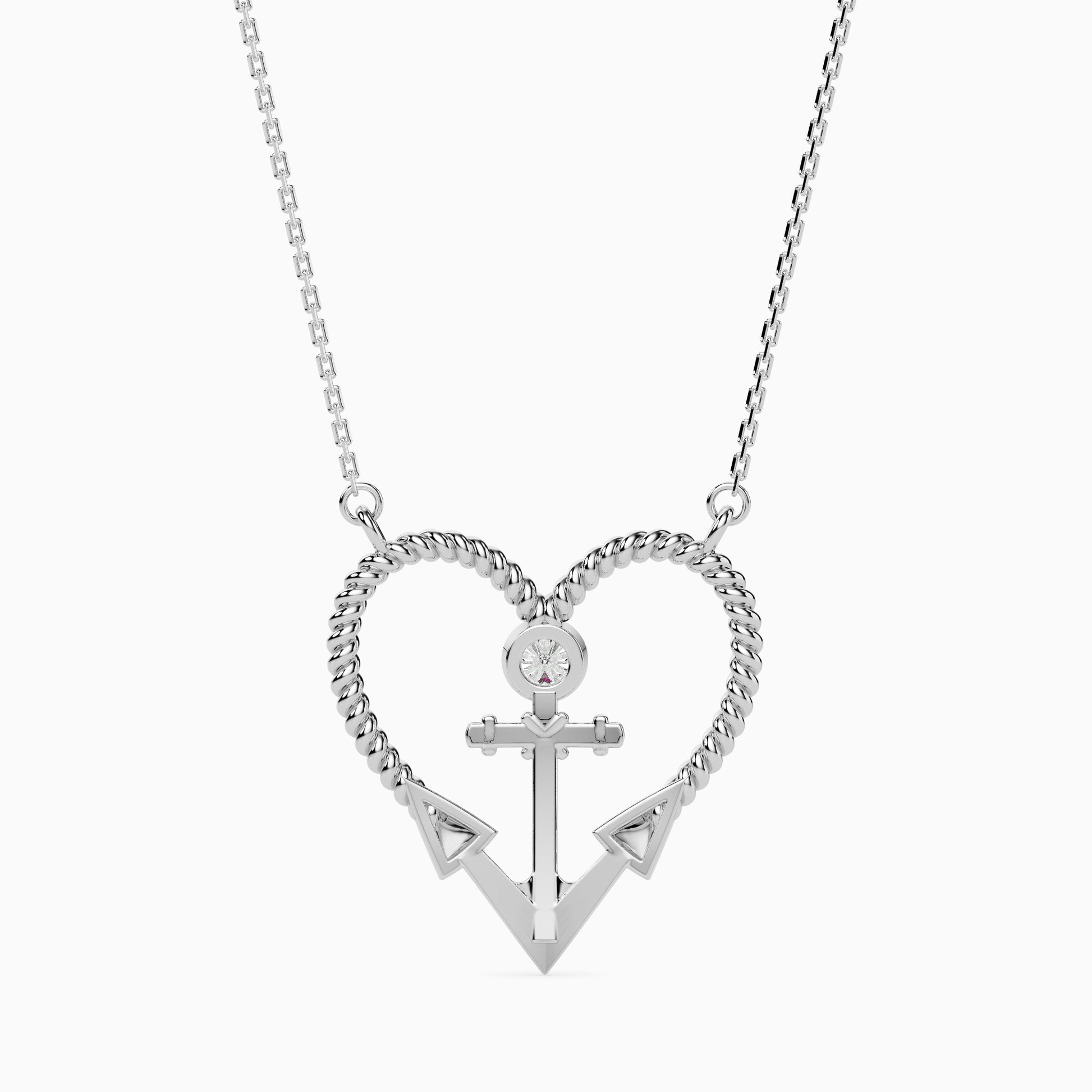 Anchored Round delicate lab grown diamond pendant Fiona Diamonds