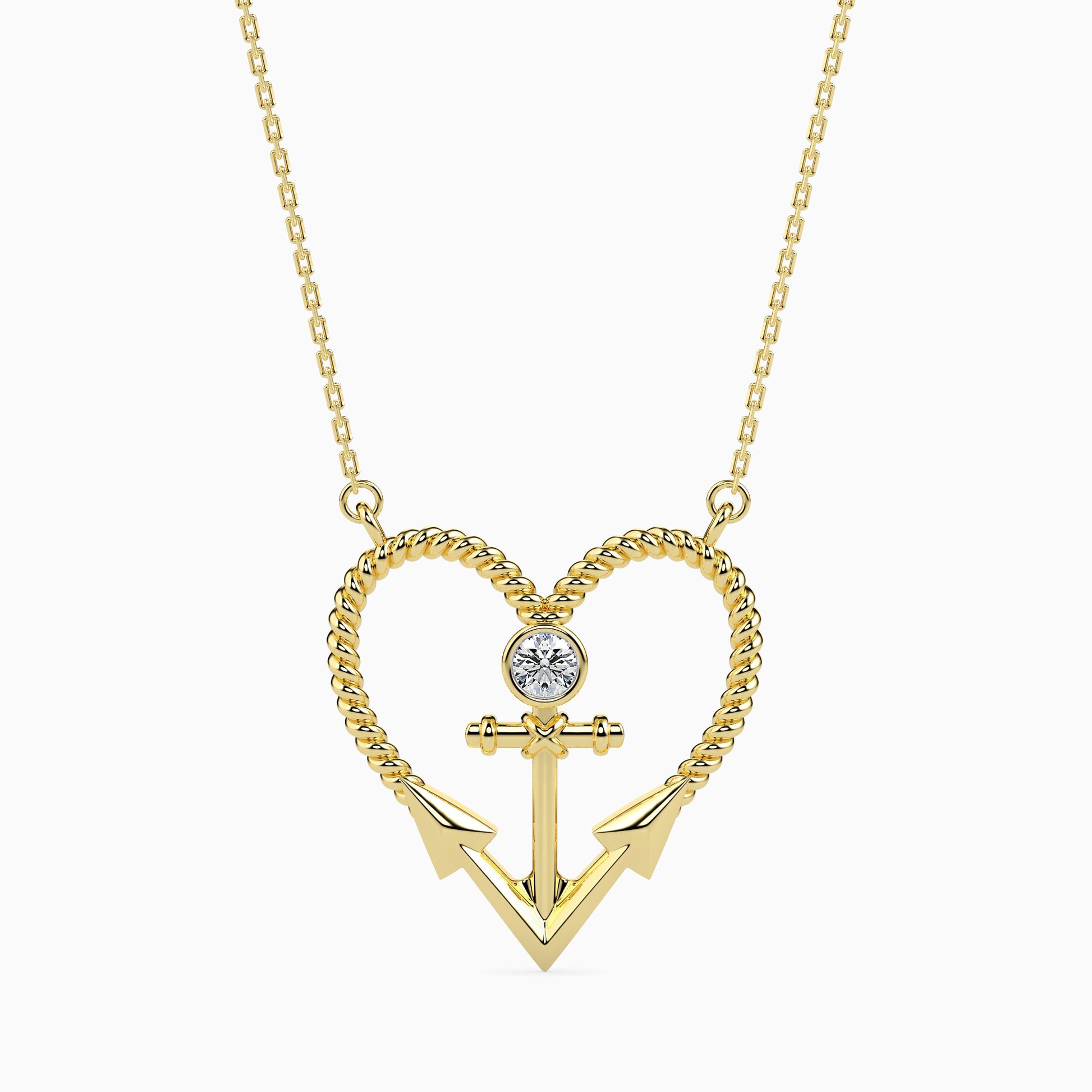 Anchored Round delicate lab grown diamond pendant Fiona Diamonds