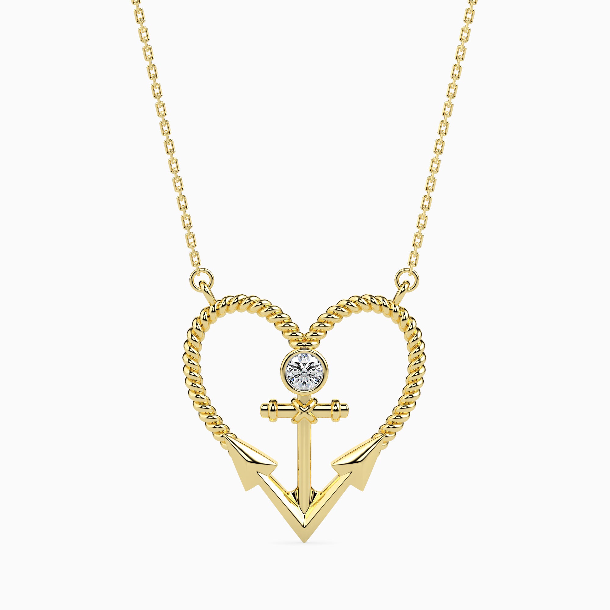Anchored Round delicate lab grown diamond pendant Fiona Diamonds