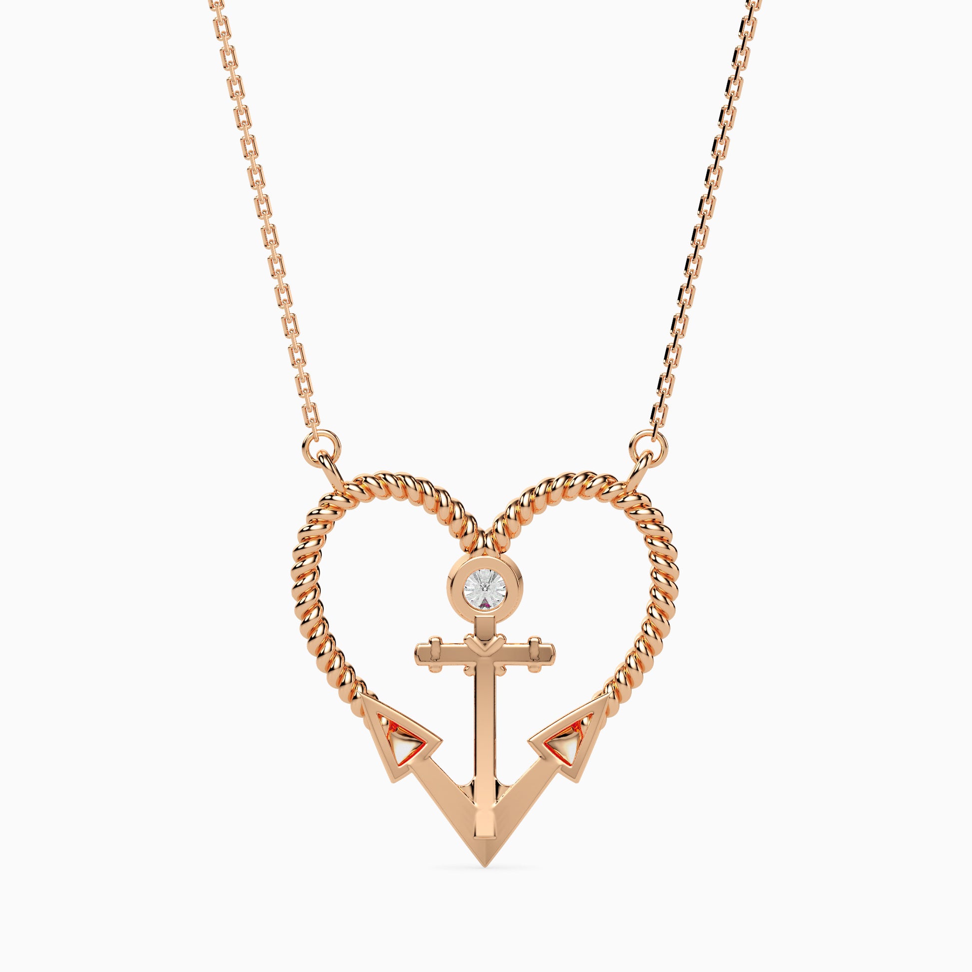 Anchored Round delicate lab grown diamond pendant Fiona Diamonds