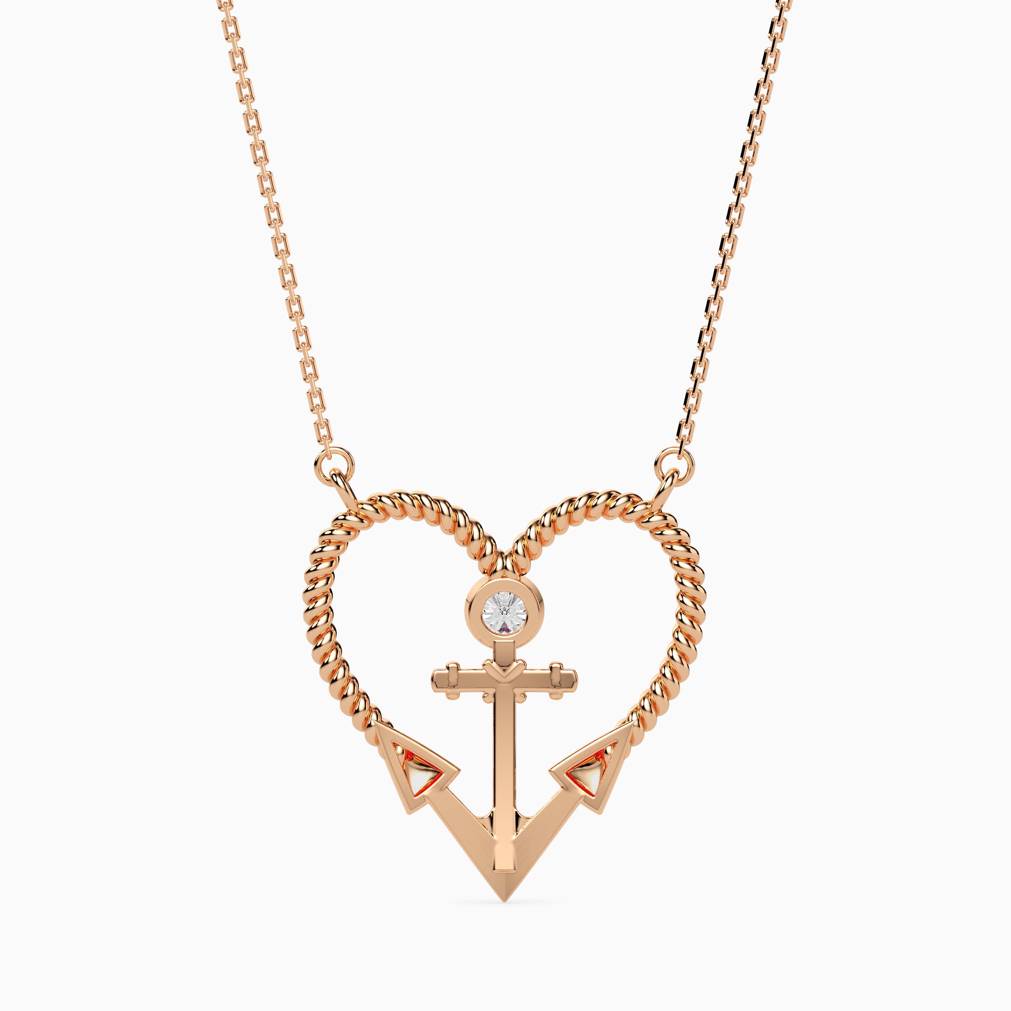 Anchored Round delicate lab grown diamond pendant Fiona Diamonds