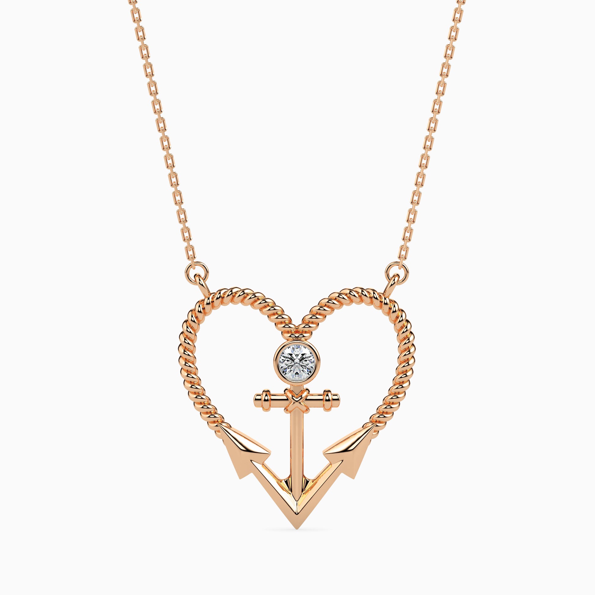 Anchored Round delicate lab grown diamond pendant Fiona Diamonds