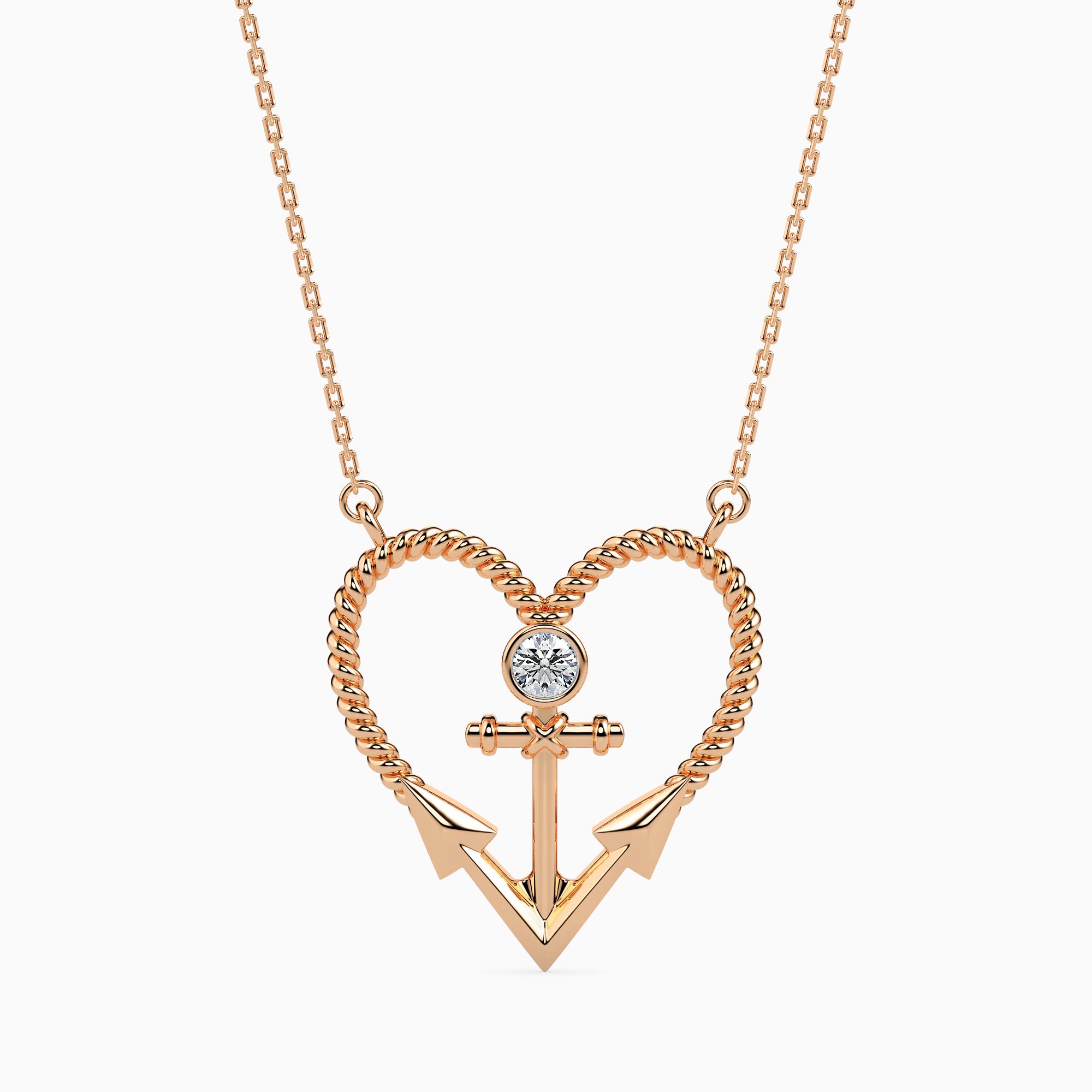 Anchored Round delicate lab grown diamond pendant Fiona Diamonds