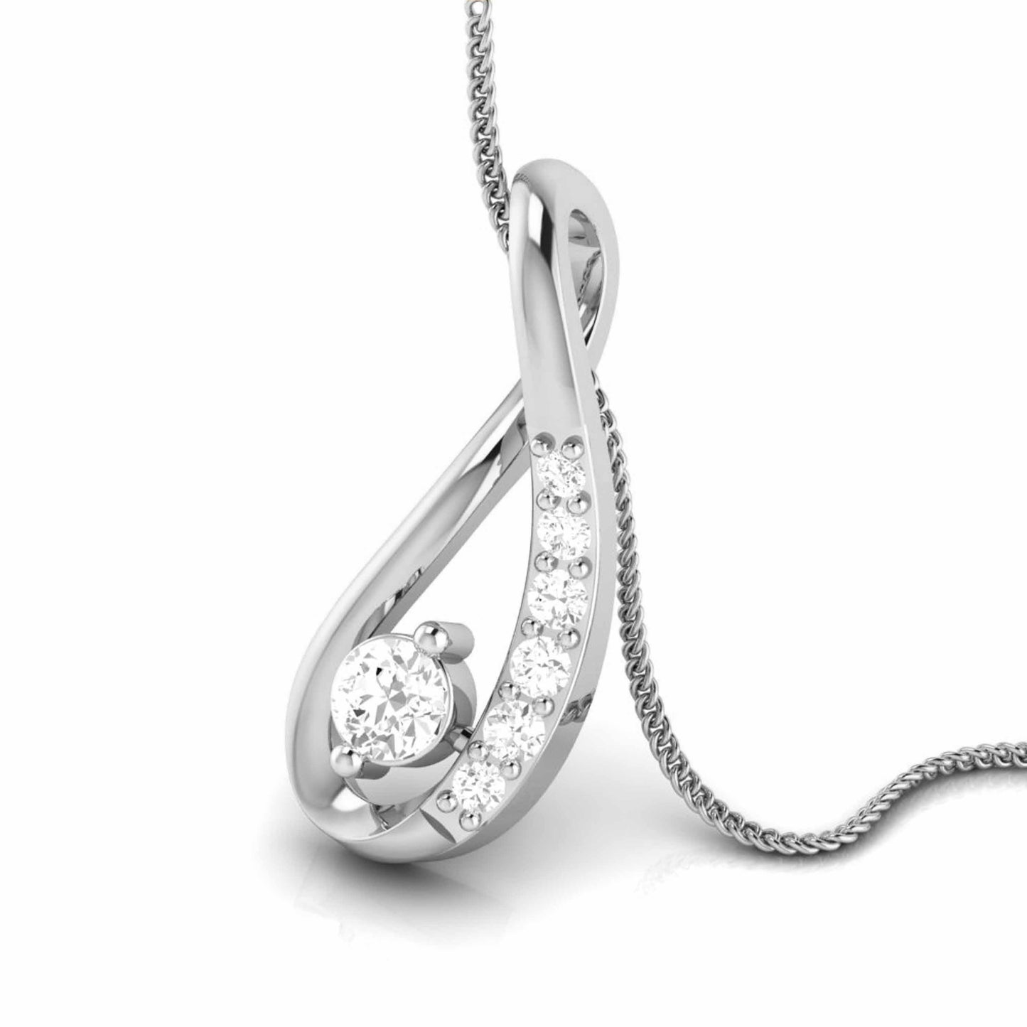 Glittering Round delicate lab grown diamond pendant Fiona Diamonds