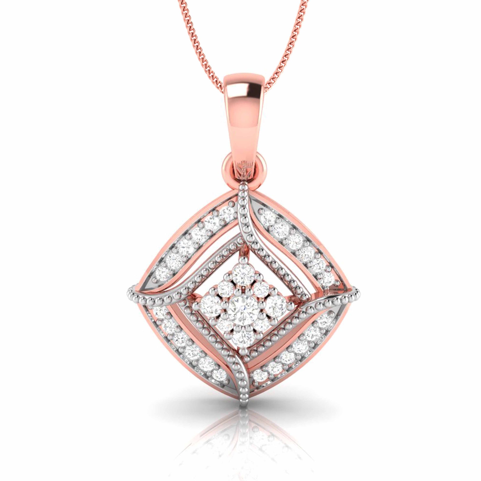 Chanting Round unique lab grown diamond pendant design Fiona Diamonds