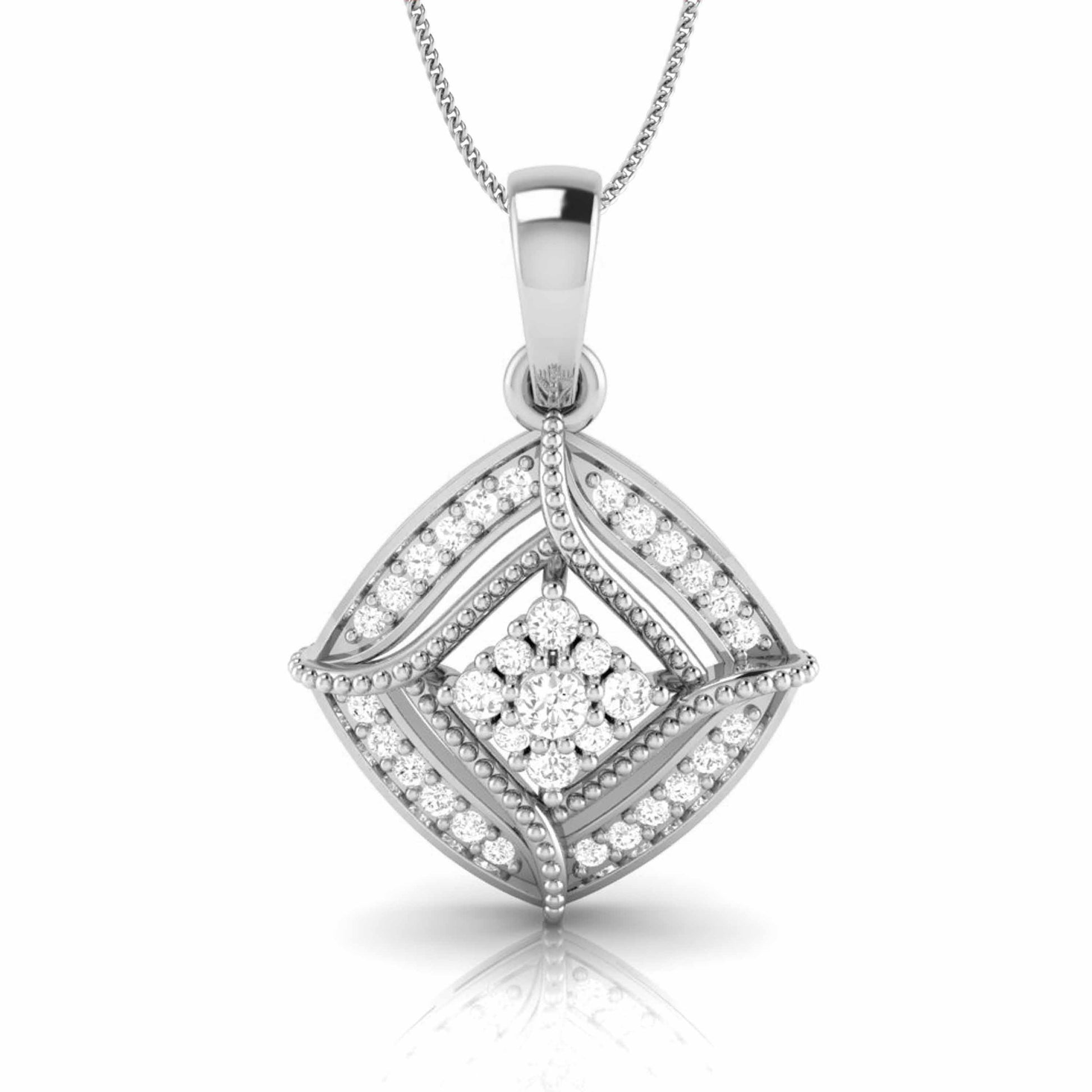 Chanting Round unique lab grown diamond pendant design Fiona Diamonds