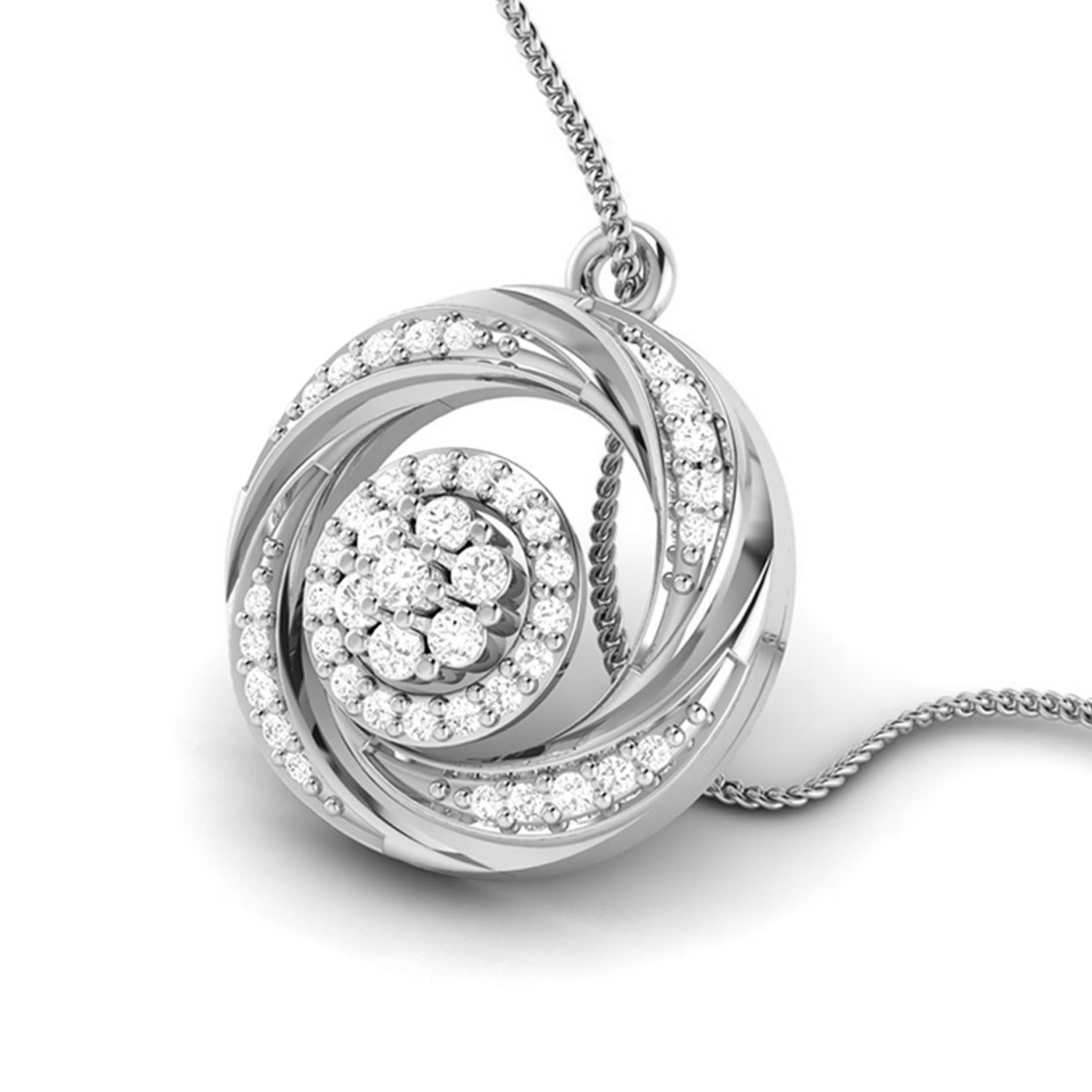 Enclosed Round delicate lab grown diamond pendant Fiona Diamonds
