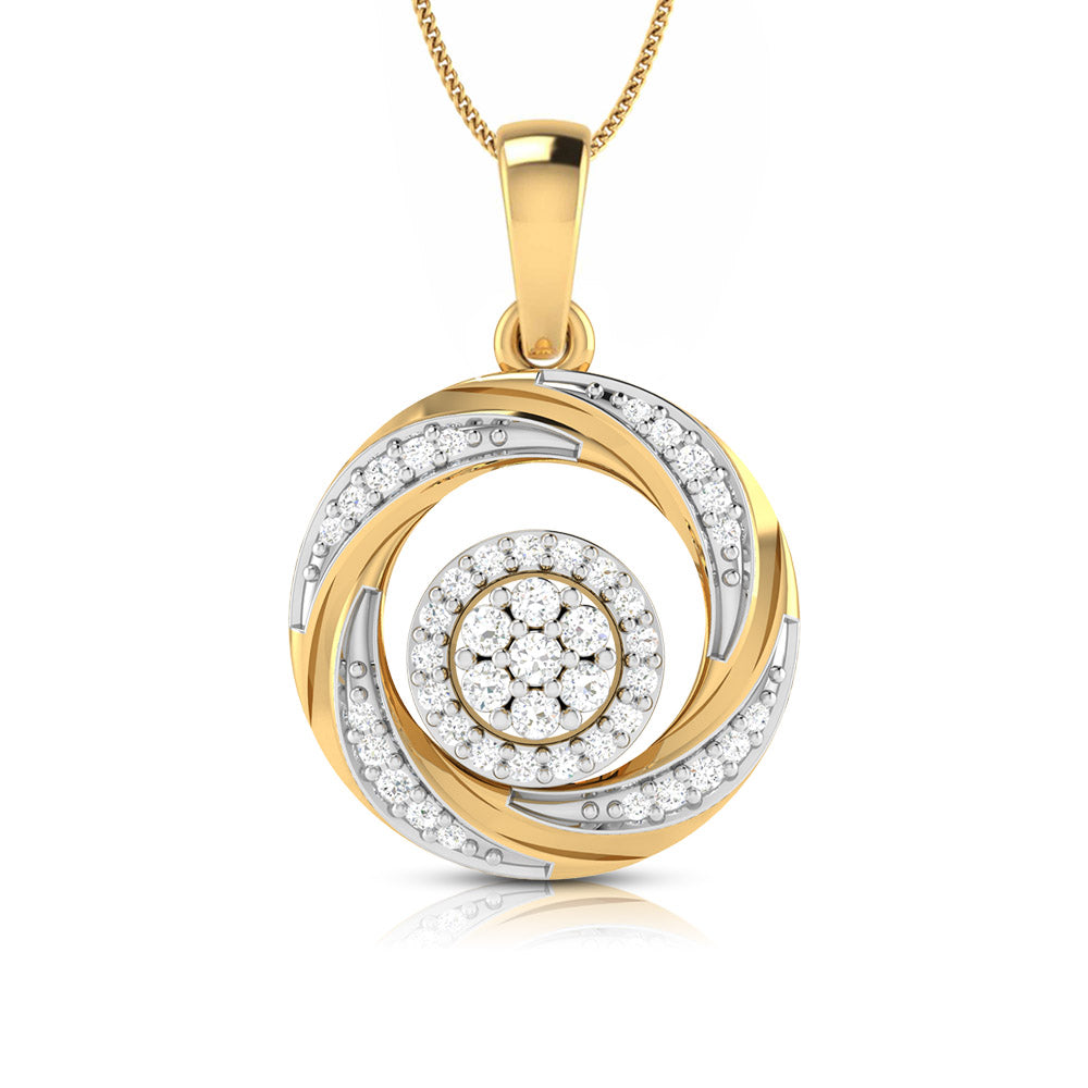 Enclosed Round delicate lab grown diamond pendant Fiona Diamonds