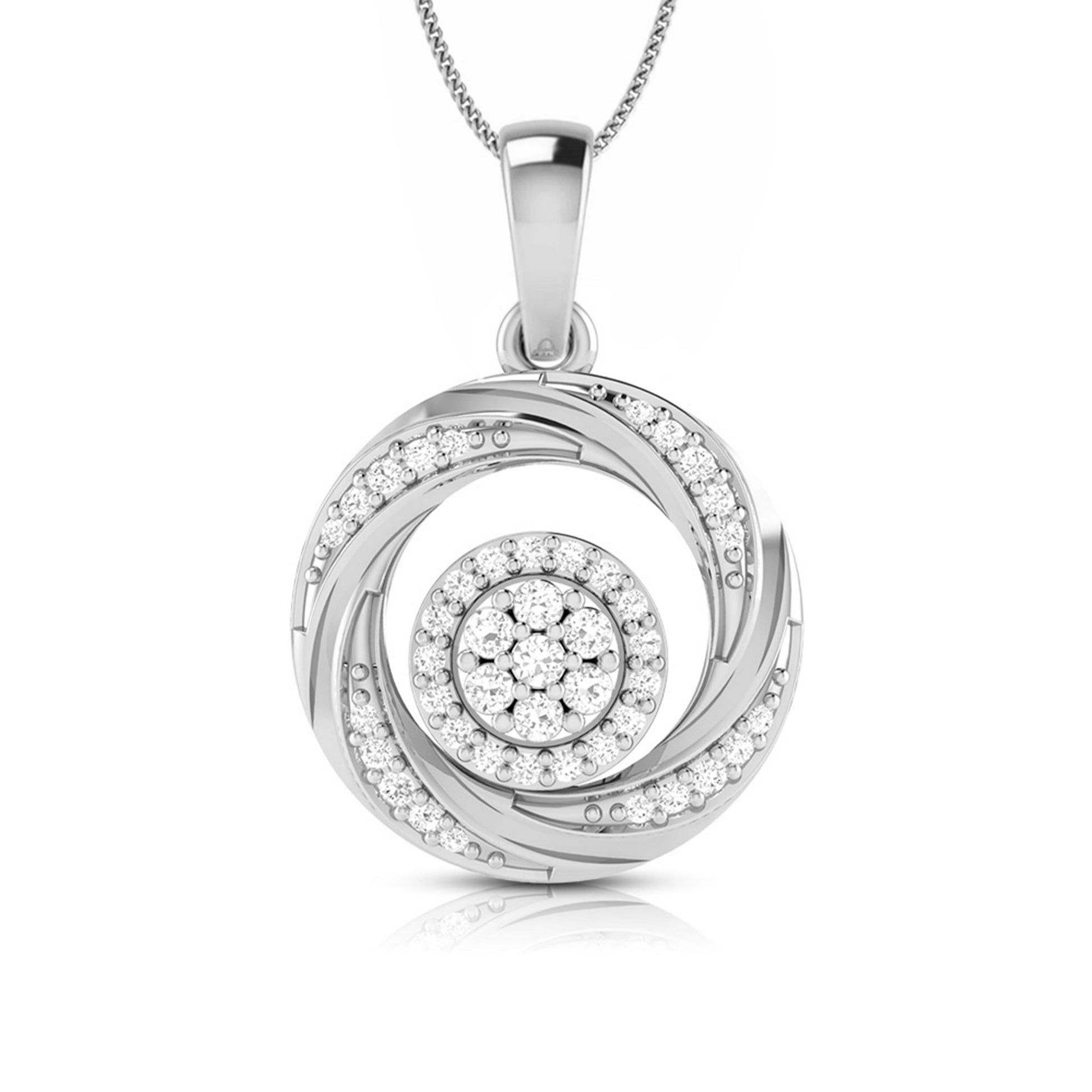 Enclosed Round delicate lab grown diamond pendant Fiona Diamonds