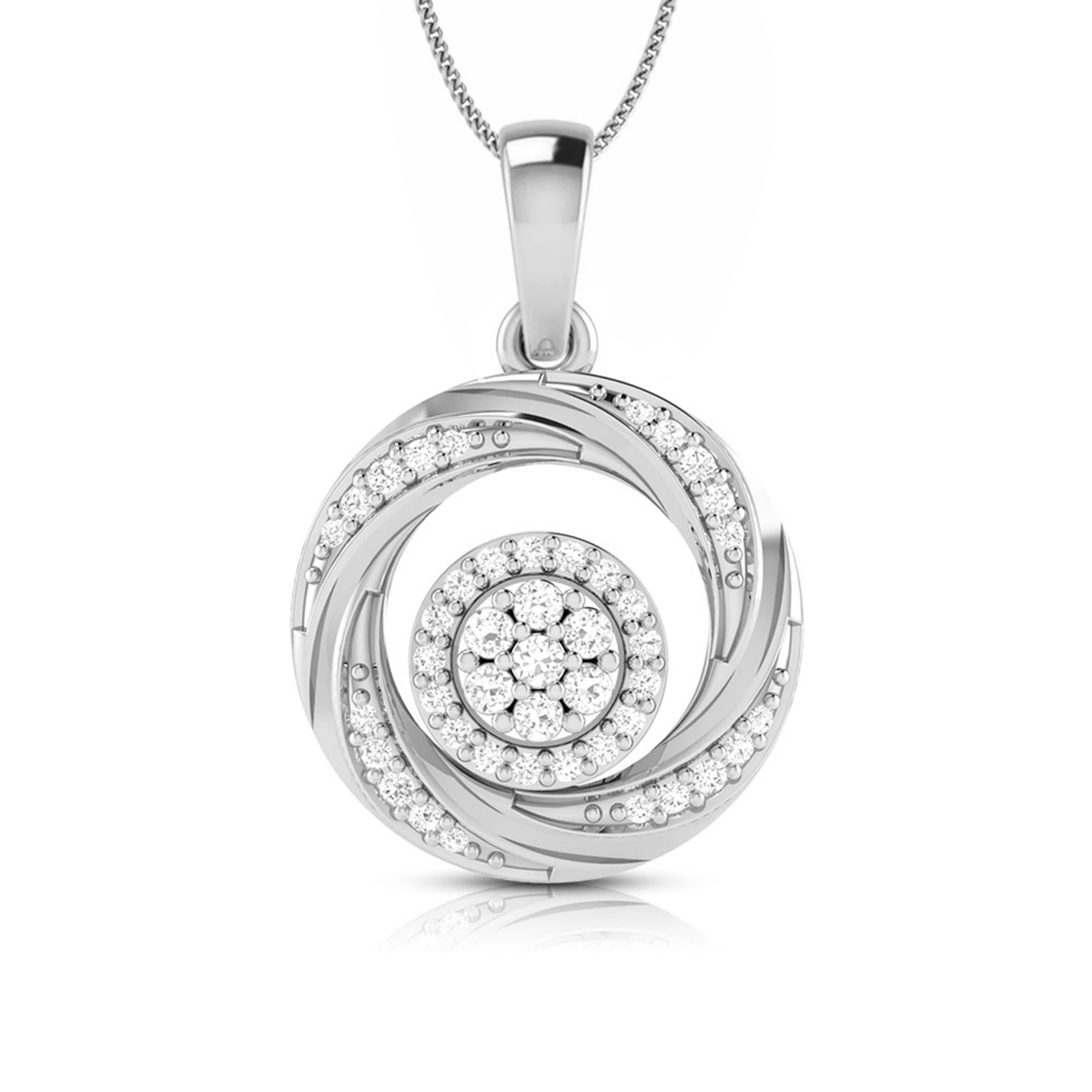 Enclosed Round delicate lab grown diamond pendant Fiona Diamonds