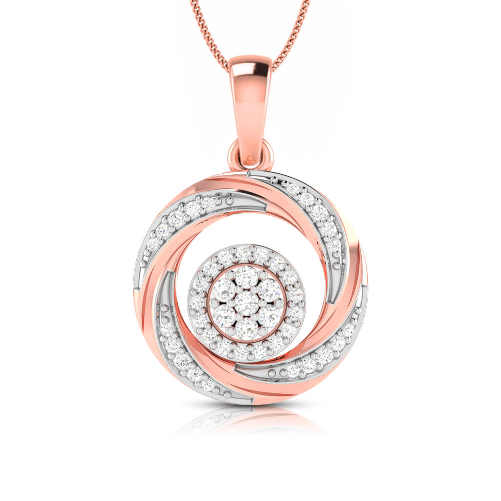 Enclosed Round delicate lab grown diamond pendant Fiona Diamonds