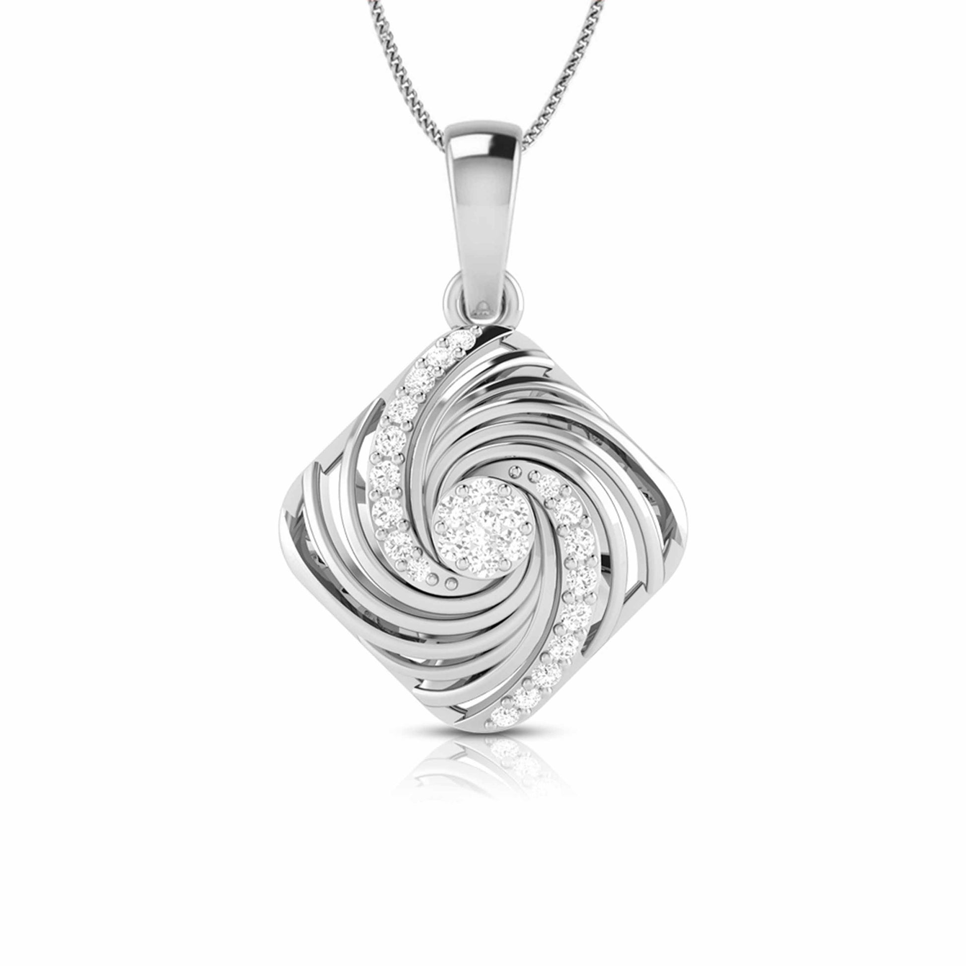 Quadrant Round delicate lab grown diamond pendant Fiona Diamonds