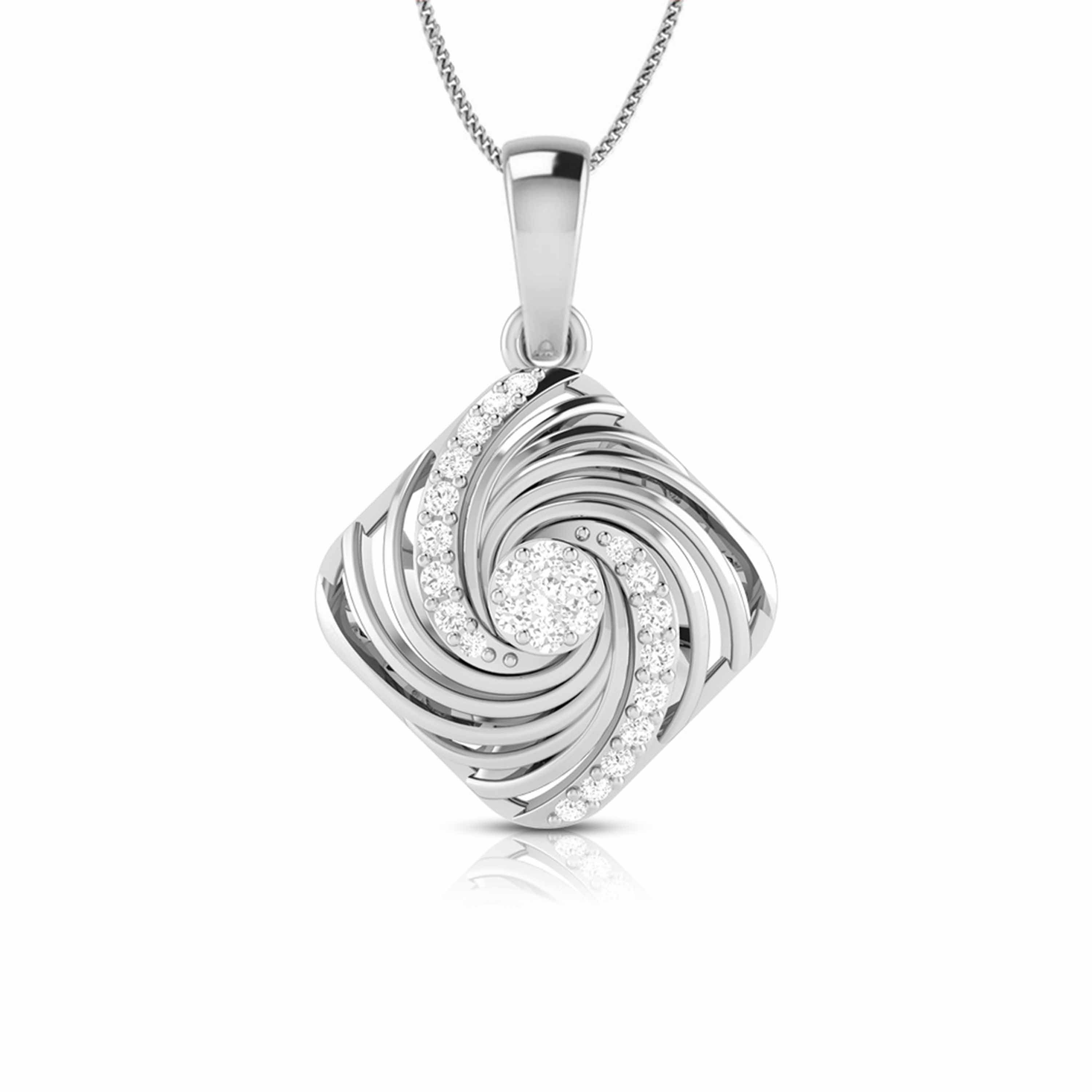 Quadrant Round delicate lab grown diamond pendant Fiona Diamonds
