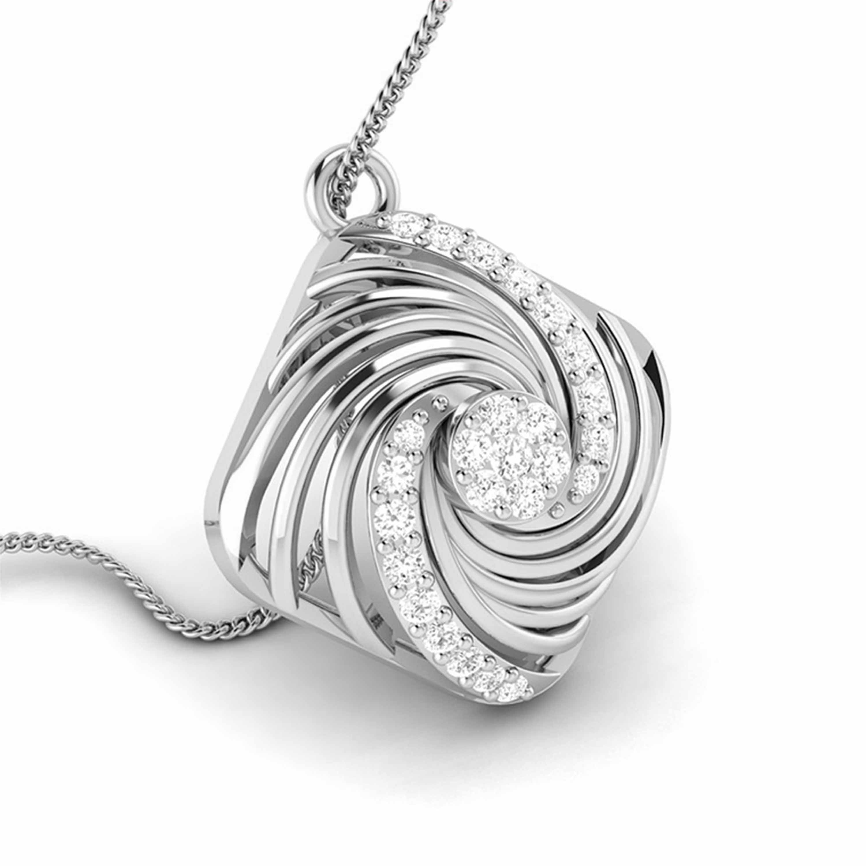 Quadrant Round delicate lab grown diamond pendant Fiona Diamonds