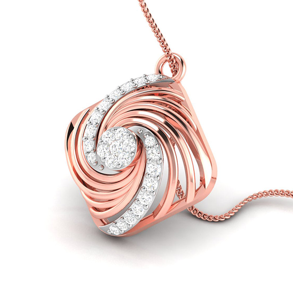 Quadrant Round delicate lab grown diamond pendant Fiona Diamonds
