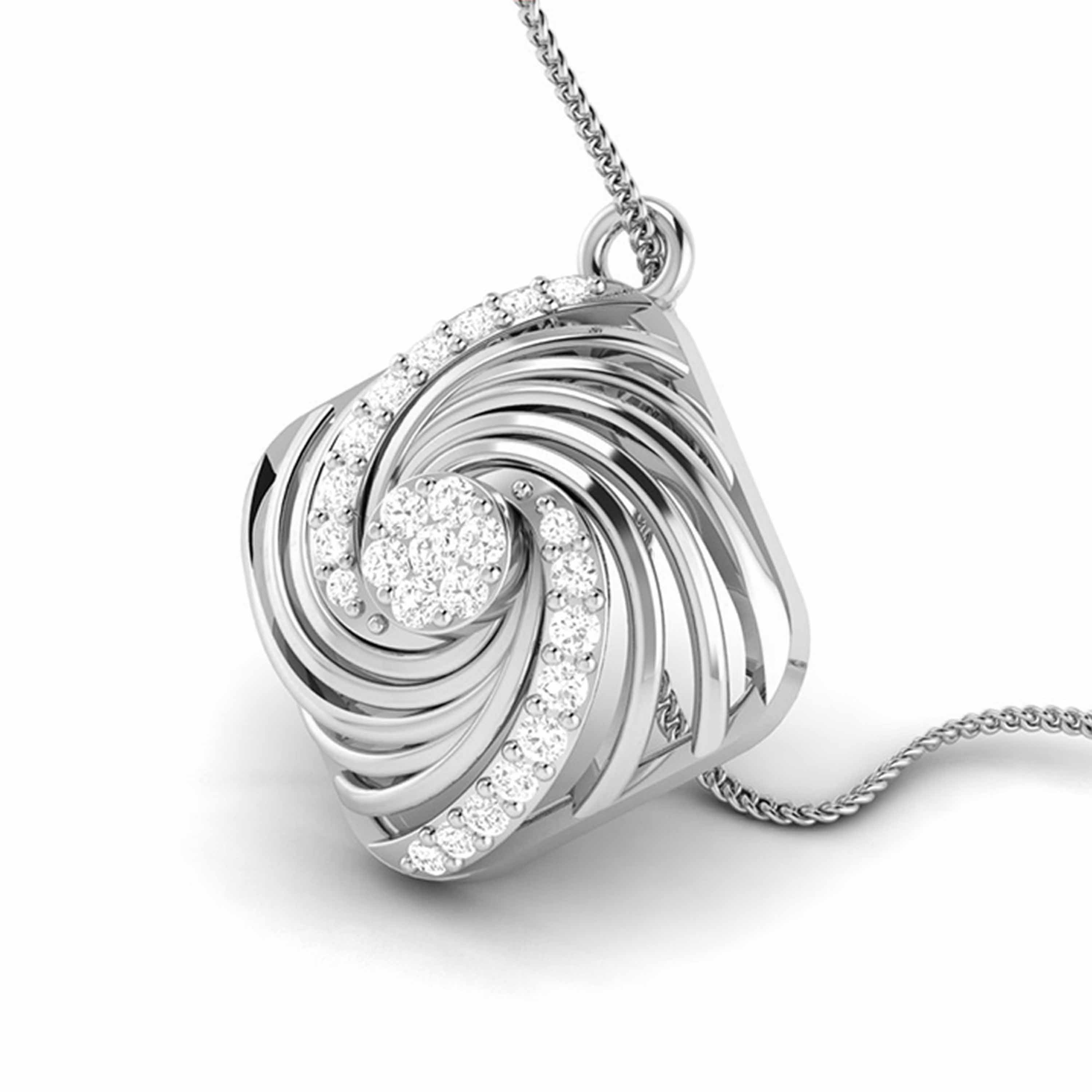 Quadrant Round delicate lab grown diamond pendant Fiona Diamonds