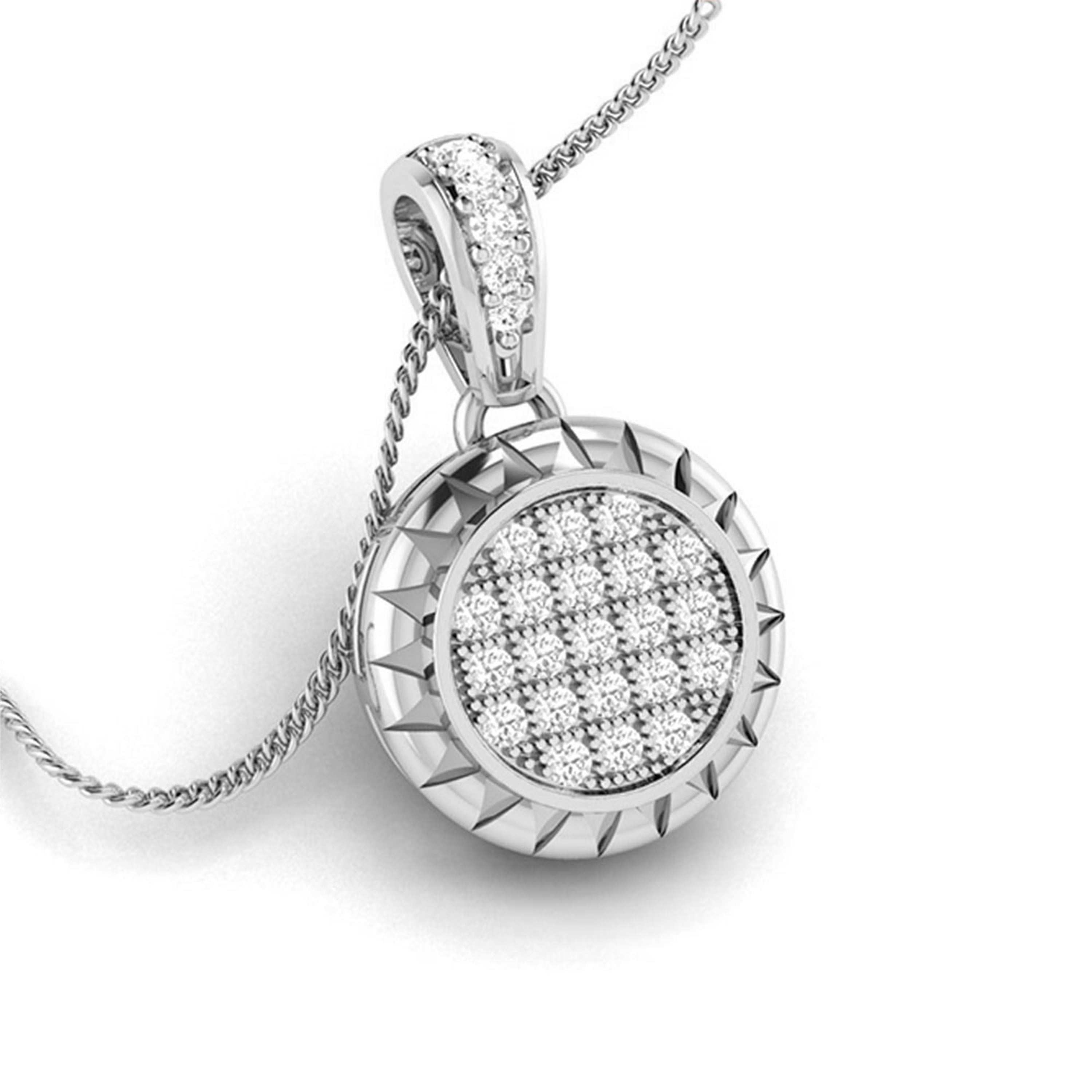 Mantel Round delicate lab grown diamond pendant Fiona Diamonds