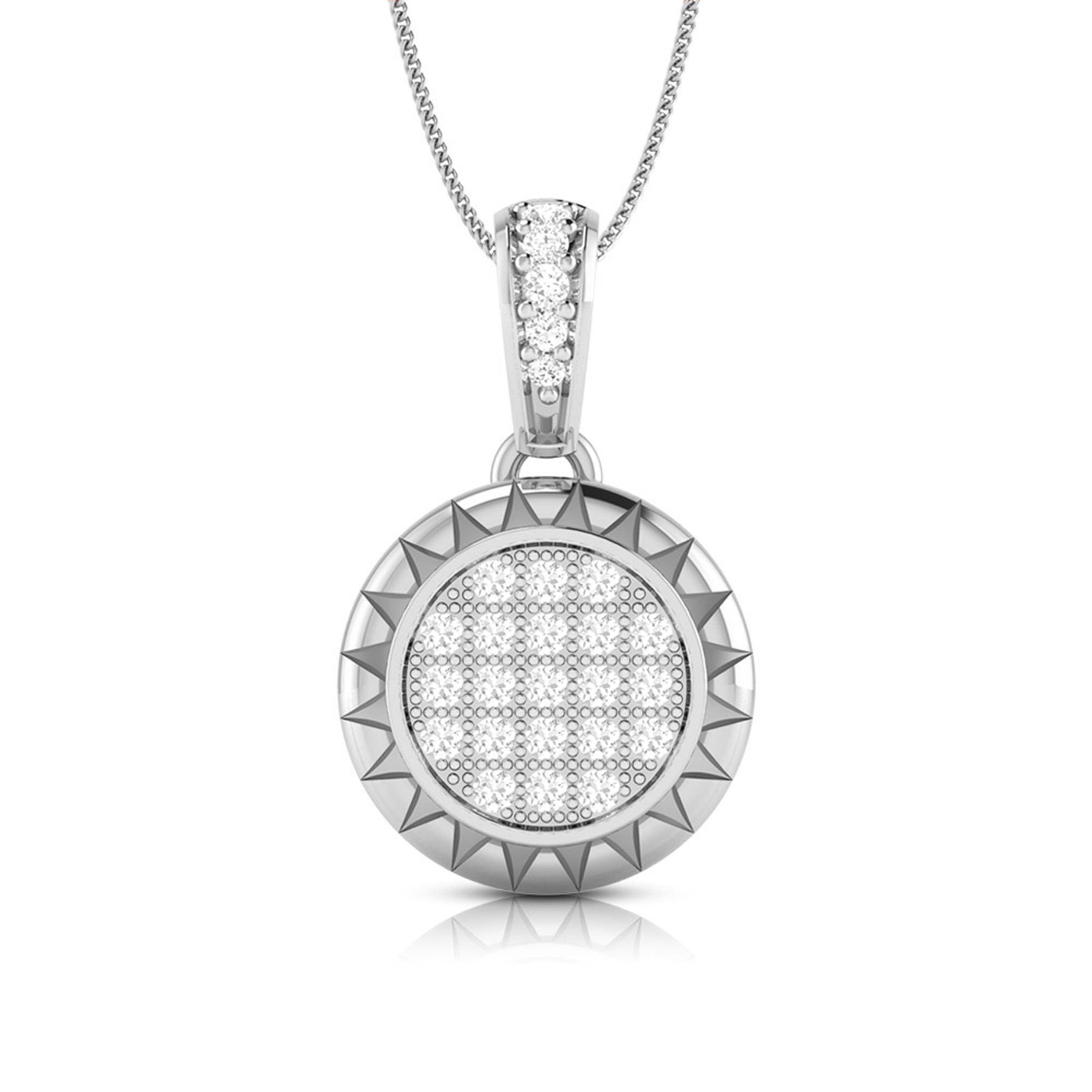 Mantel Round delicate lab grown diamond pendant Fiona Diamonds