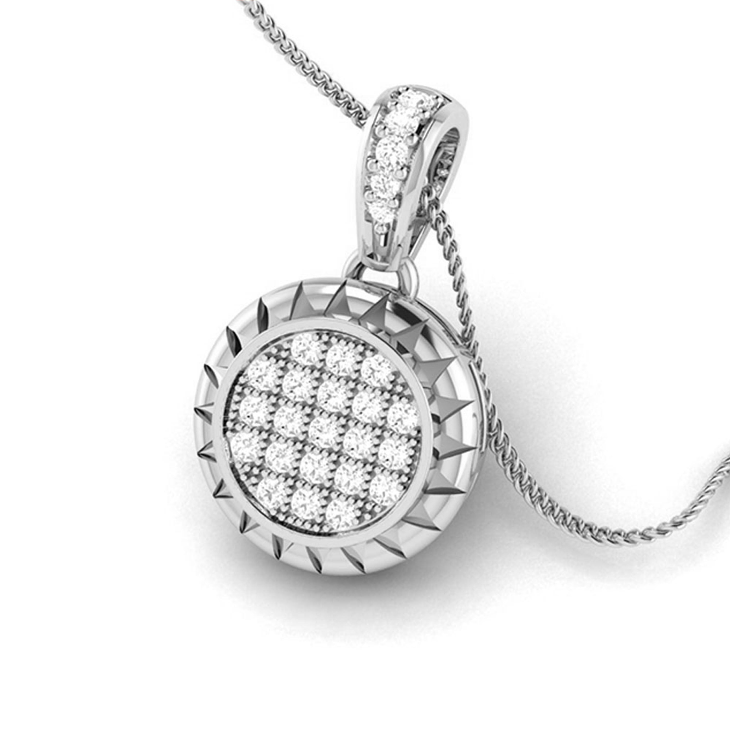 Mantel Round delicate lab grown diamond pendant Fiona Diamonds