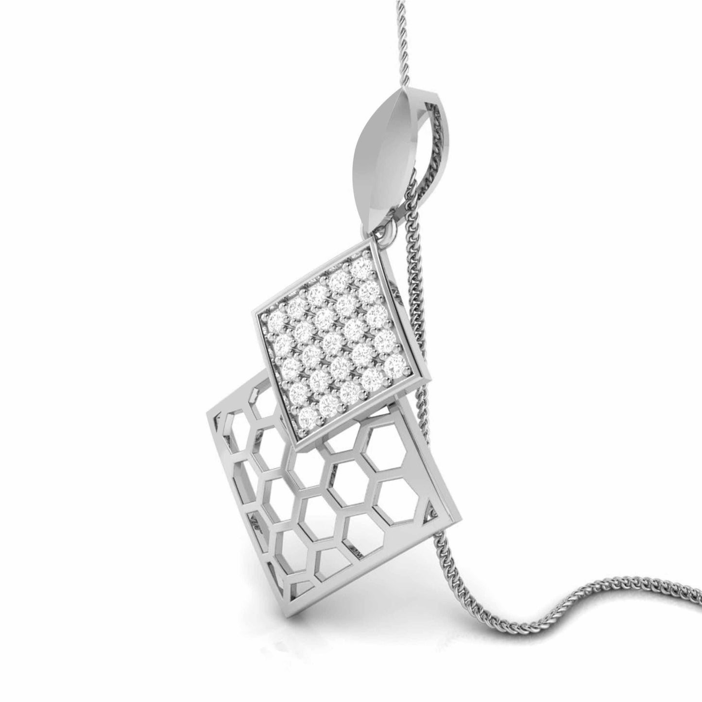 Load image into Gallery viewer, Concave Round delicate lab grown diamond pendant Fiona Diamonds
