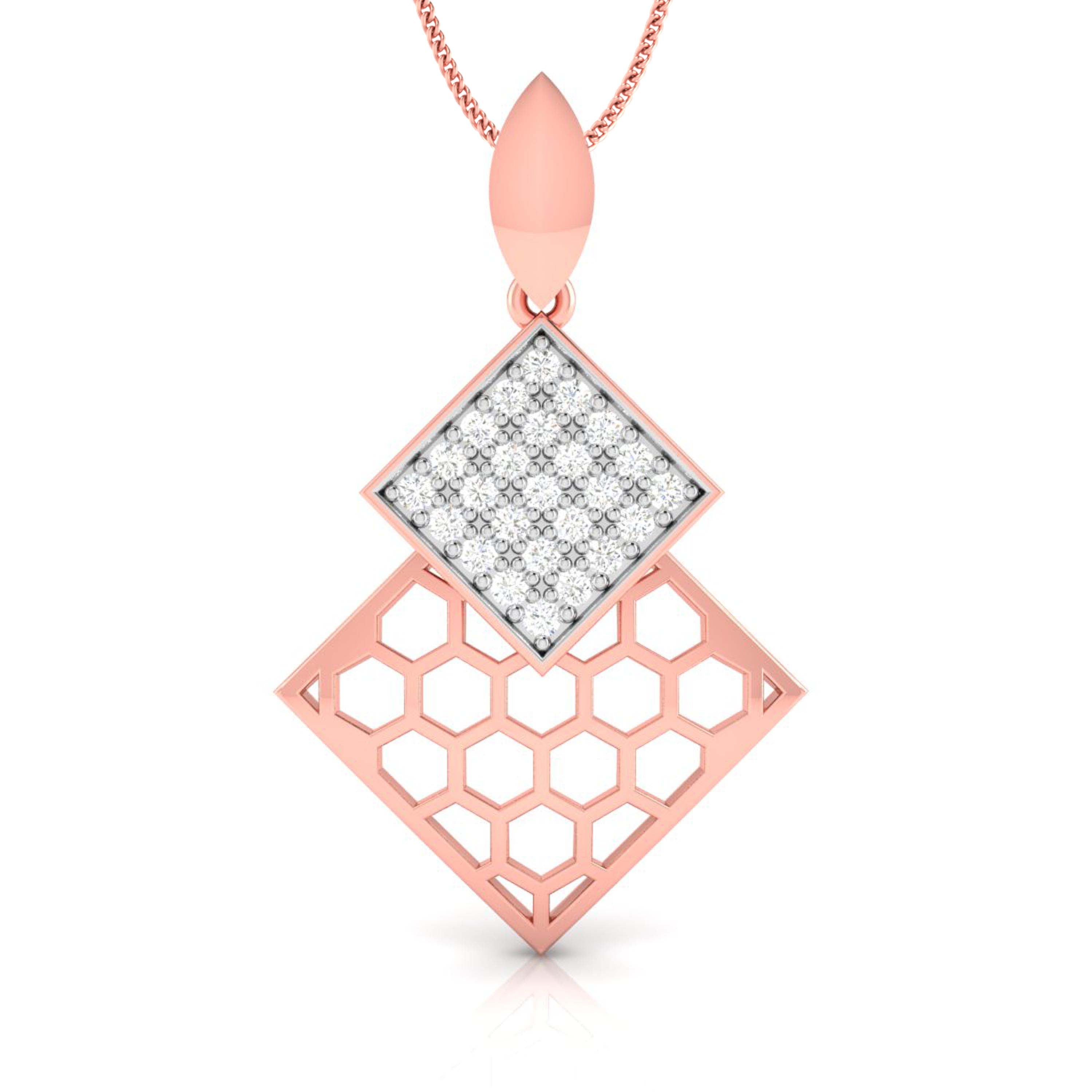 Concave Round delicate lab grown diamond pendant Fiona Diamonds