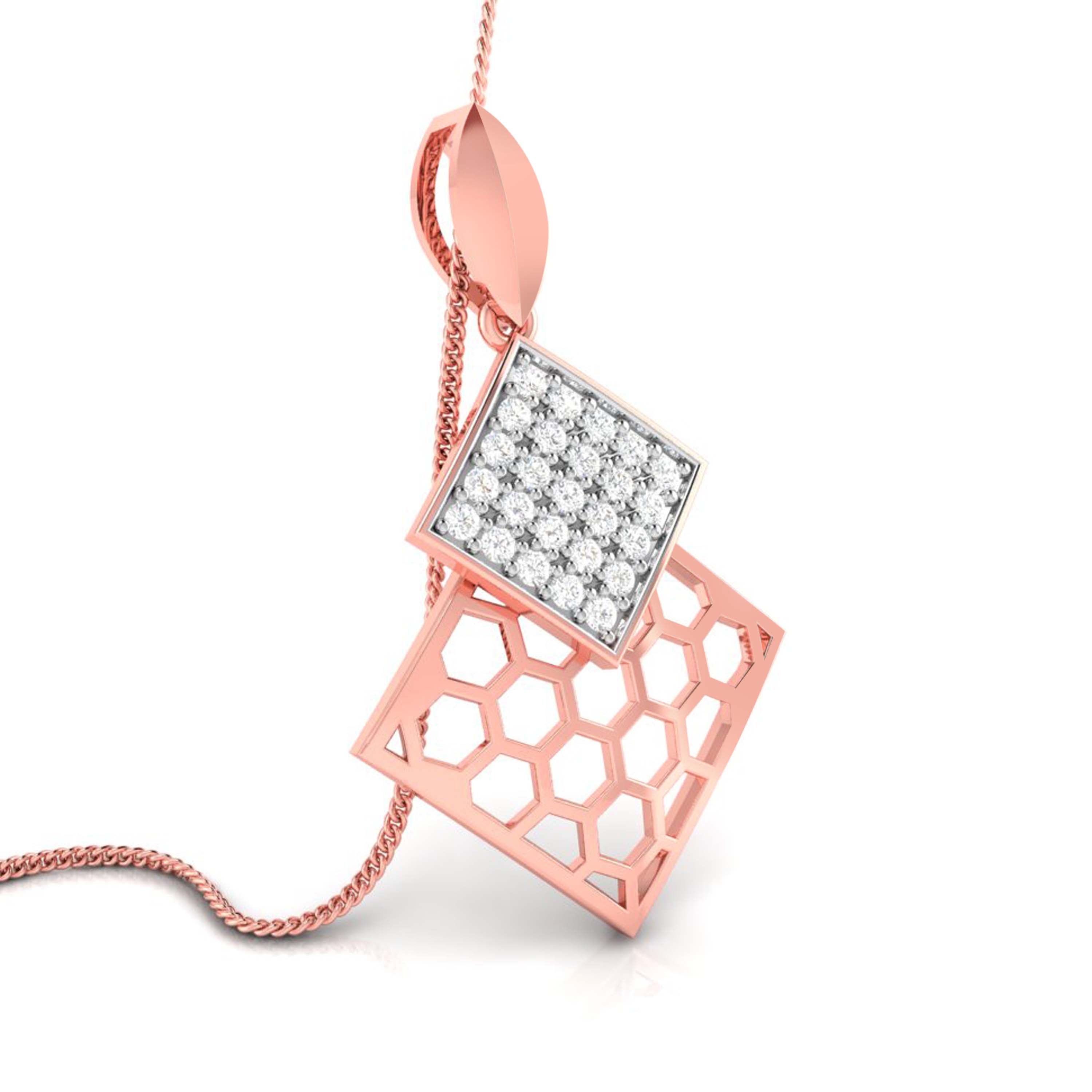 Concave Round delicate lab grown diamond pendant Fiona Diamonds