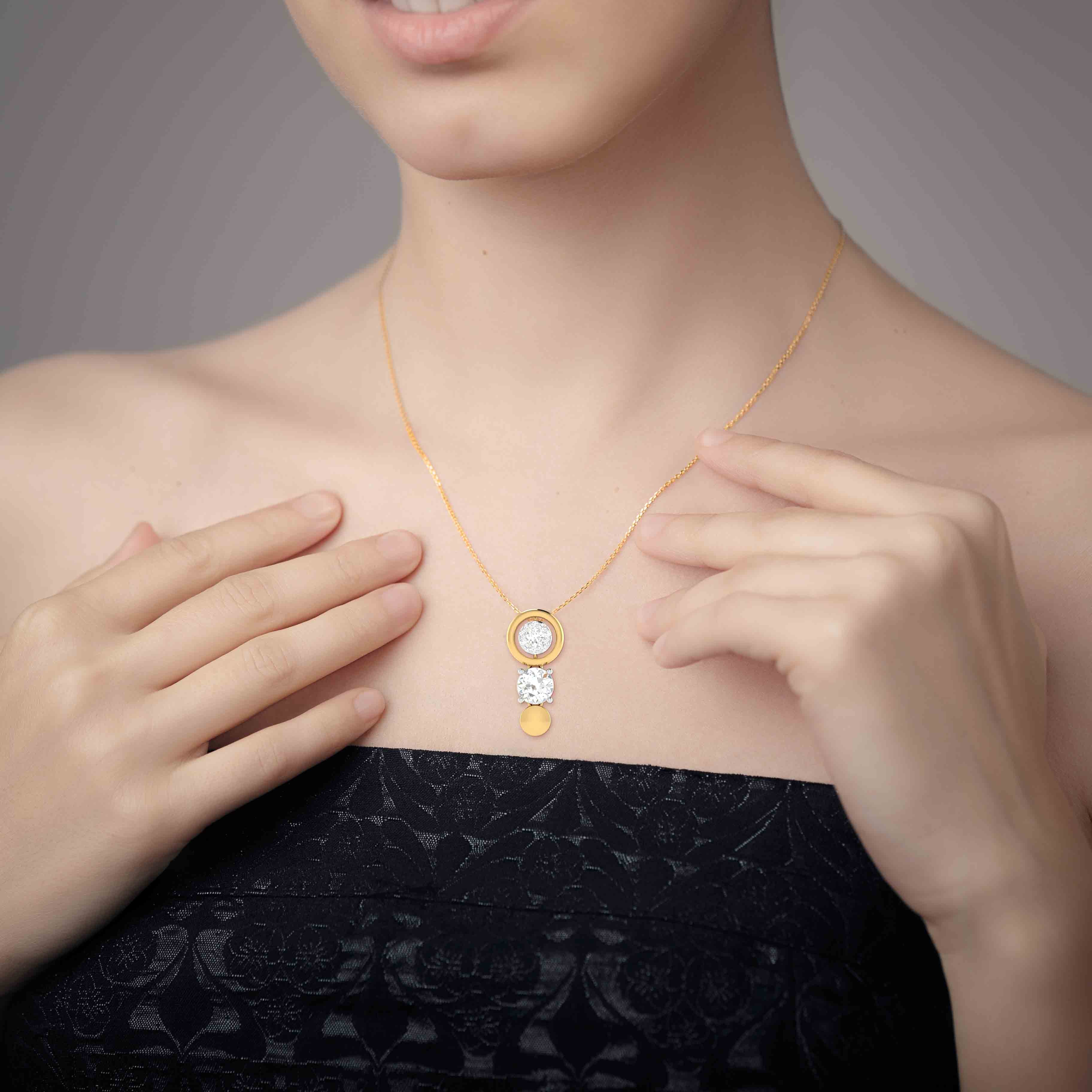 Lambency Round unique lab grown diamond pendant design Fiona Diamonds