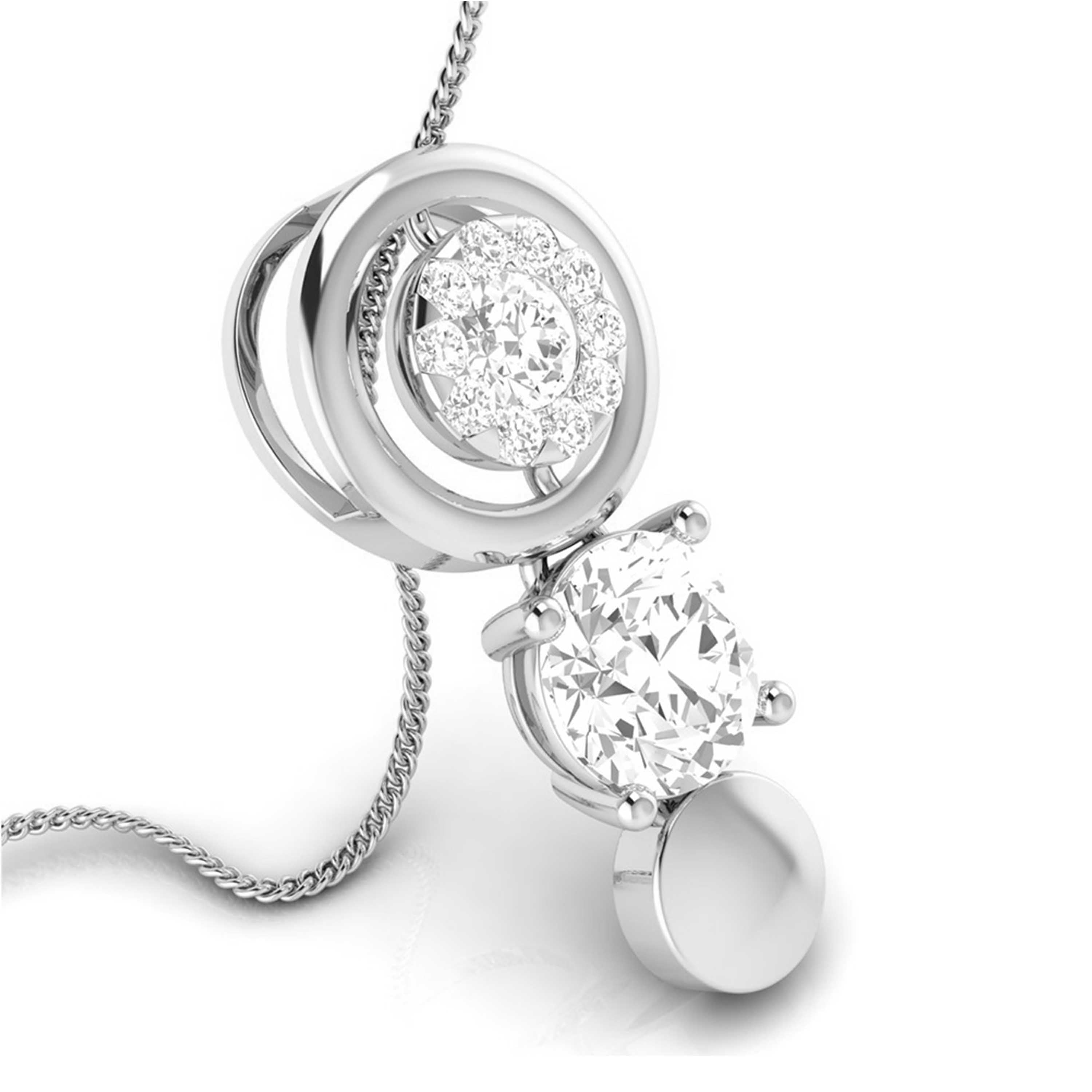 Lambency Round unique lab grown diamond pendant design Fiona Diamonds