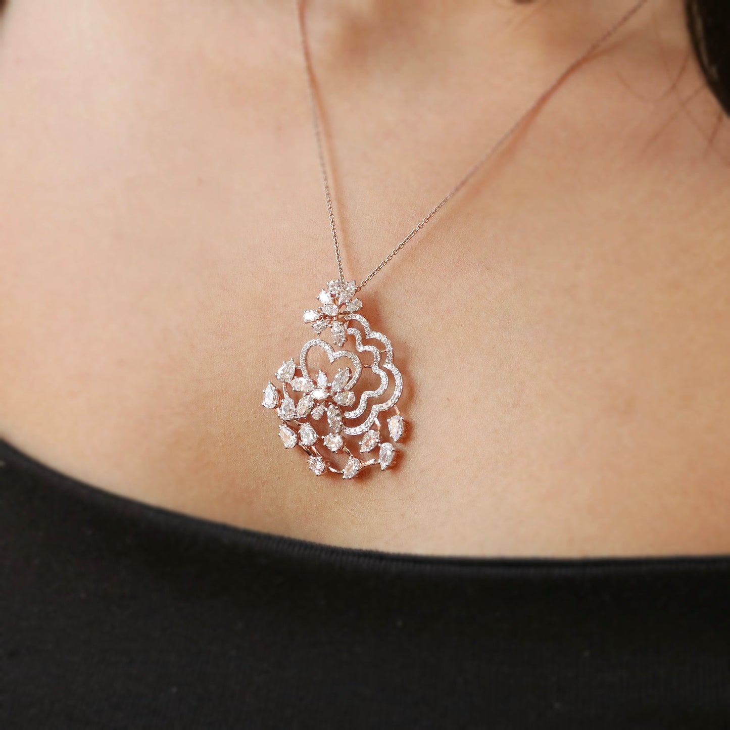 Zephyr Flower Lab Grown Diamond pendant - Fiona Diamonds - Fiona Diamonds