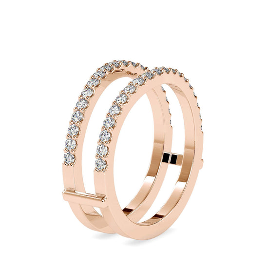 Load image into Gallery viewer, Delicate designer lab diamond ring in 18kt rose gold by fiona diamonds
