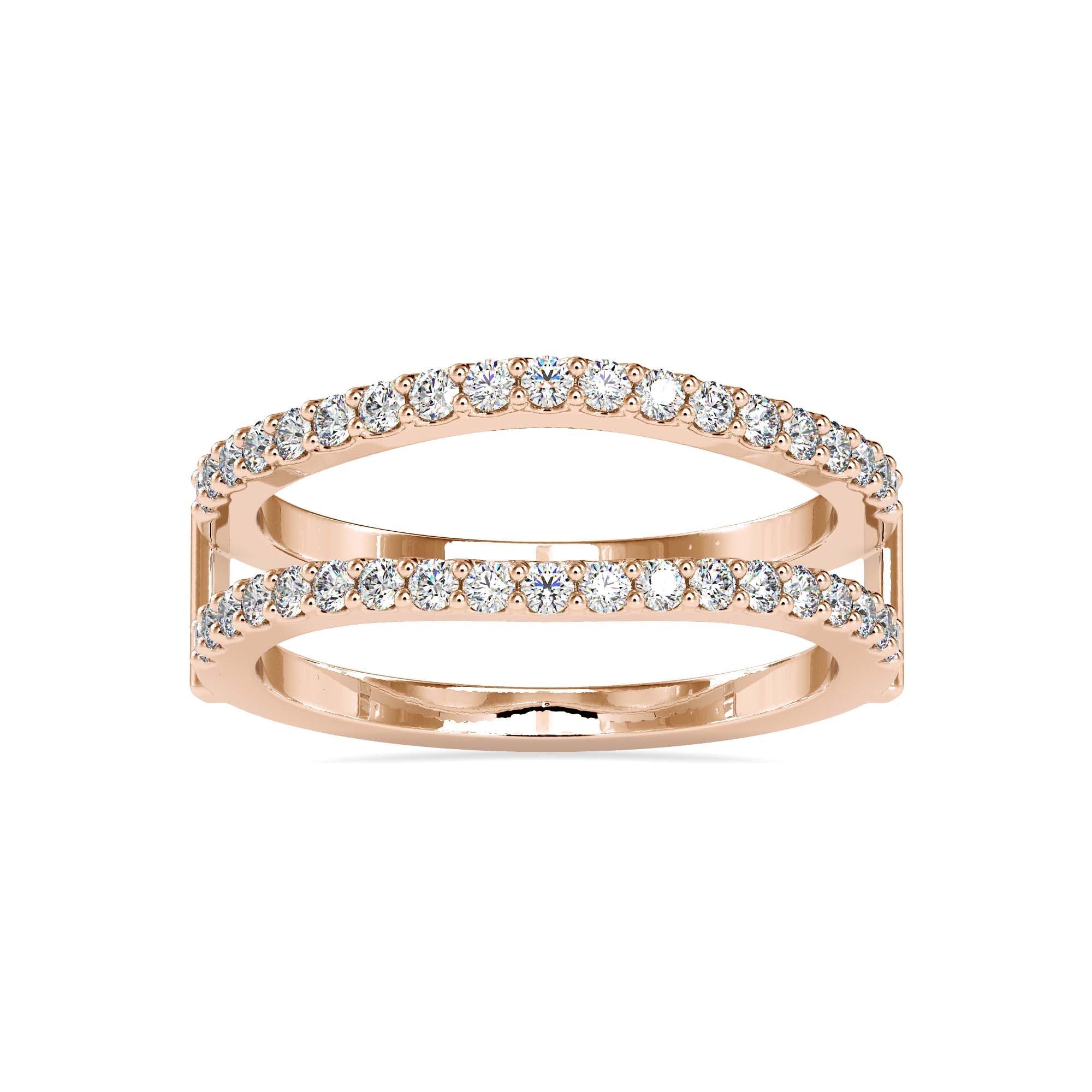 Delicate designer lab diamond ring in 18kt rose gold by fiona diamonds