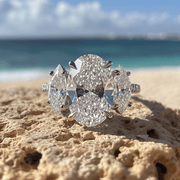 Enchant lab grown diamond ring featuring three solitaires and an artistically designed thin band by Fiona Diamonds.