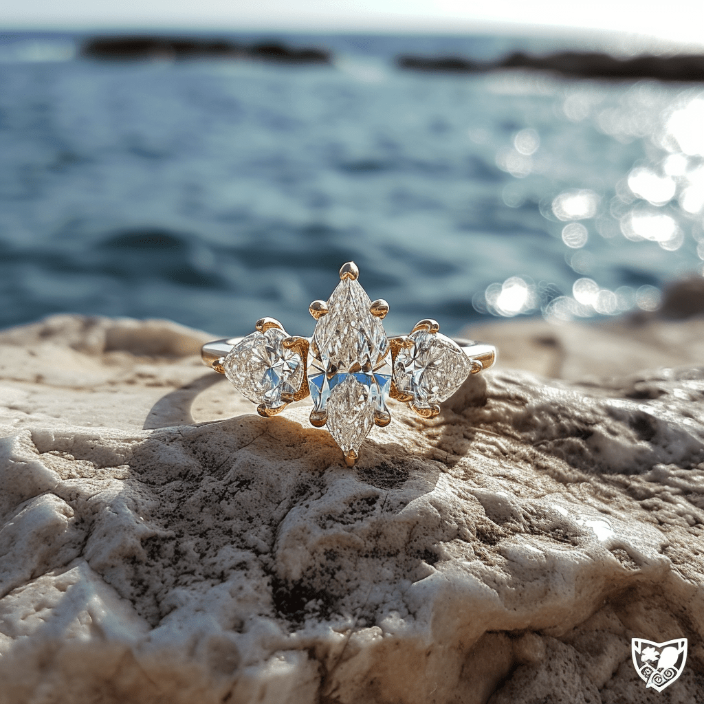 Radiance lab grown diamond ring featuring three solitaires and an artistically designed thin band by Fiona Diamonds.
