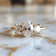 Tria Lab Diamond Ring  with threes solitaires and thin band design Fiona Diamonds