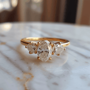 Tashya Lab Diamond Ring  with threes solitaires and thin band design Fiona Diamonds