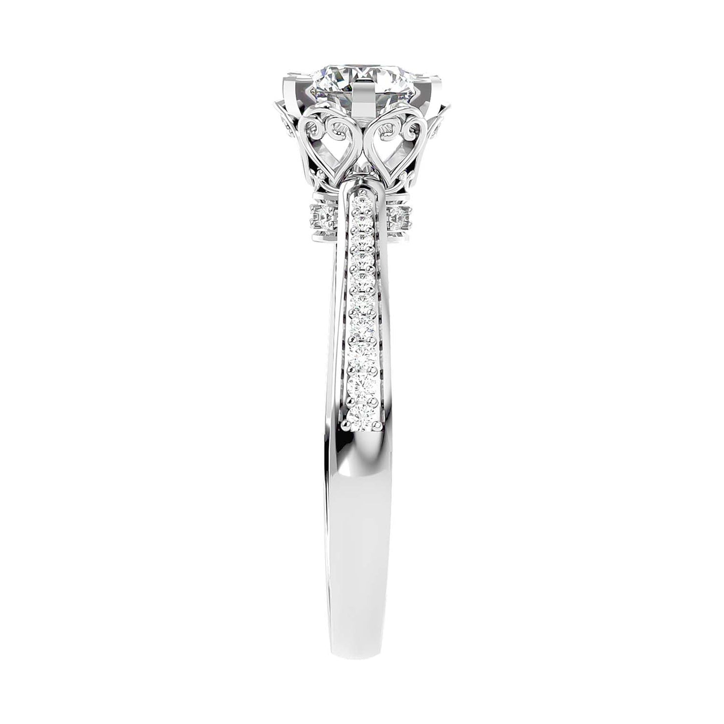 Solitaire Engagement Lab Diamond Ring 18 Karat white Gold Lamour 65 Pointer Lab Diamond Ring Fiona Diamonds