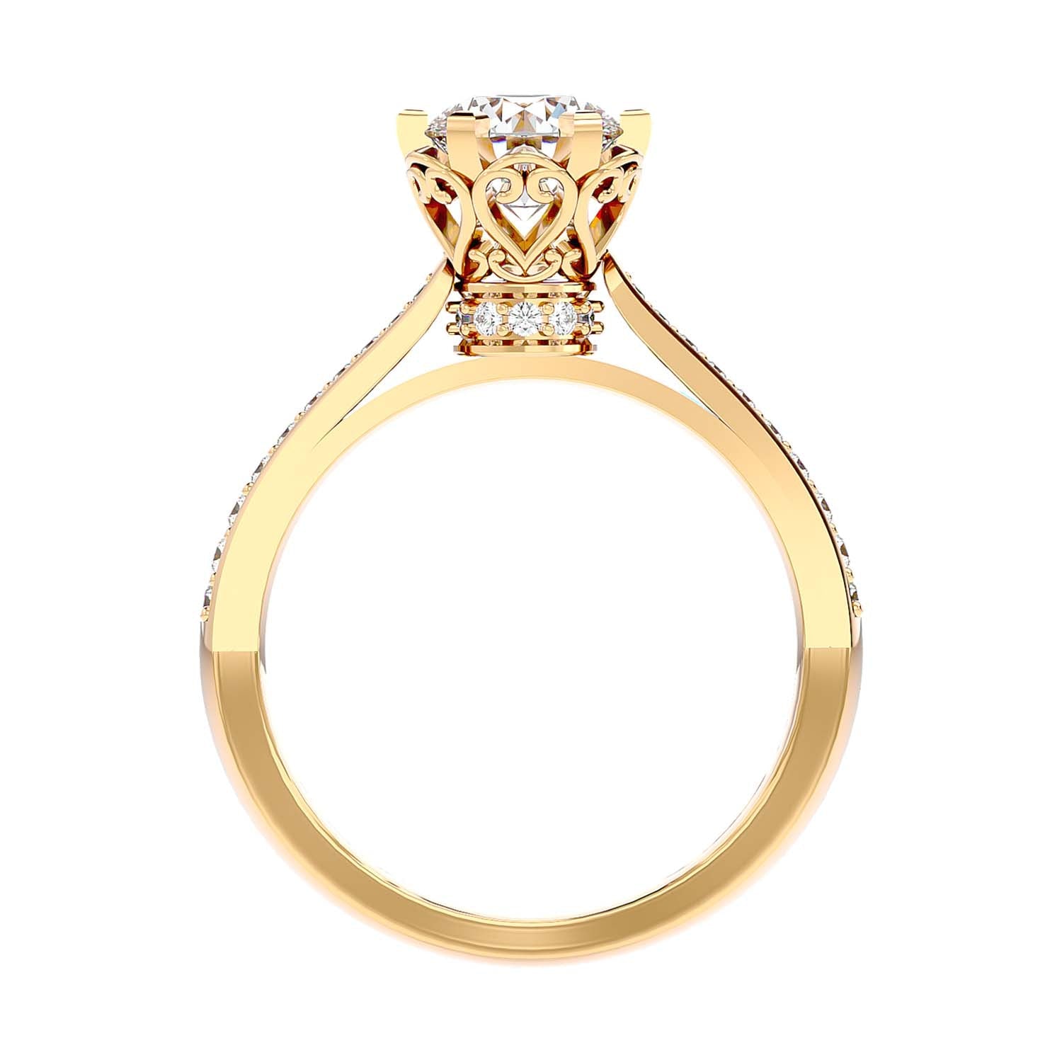 Solitaire Engagement Lab Diamond Ring 18 Karat Yellow Gold Lamour 65 Pointer Lab Diamond Ring Fiona Diamonds