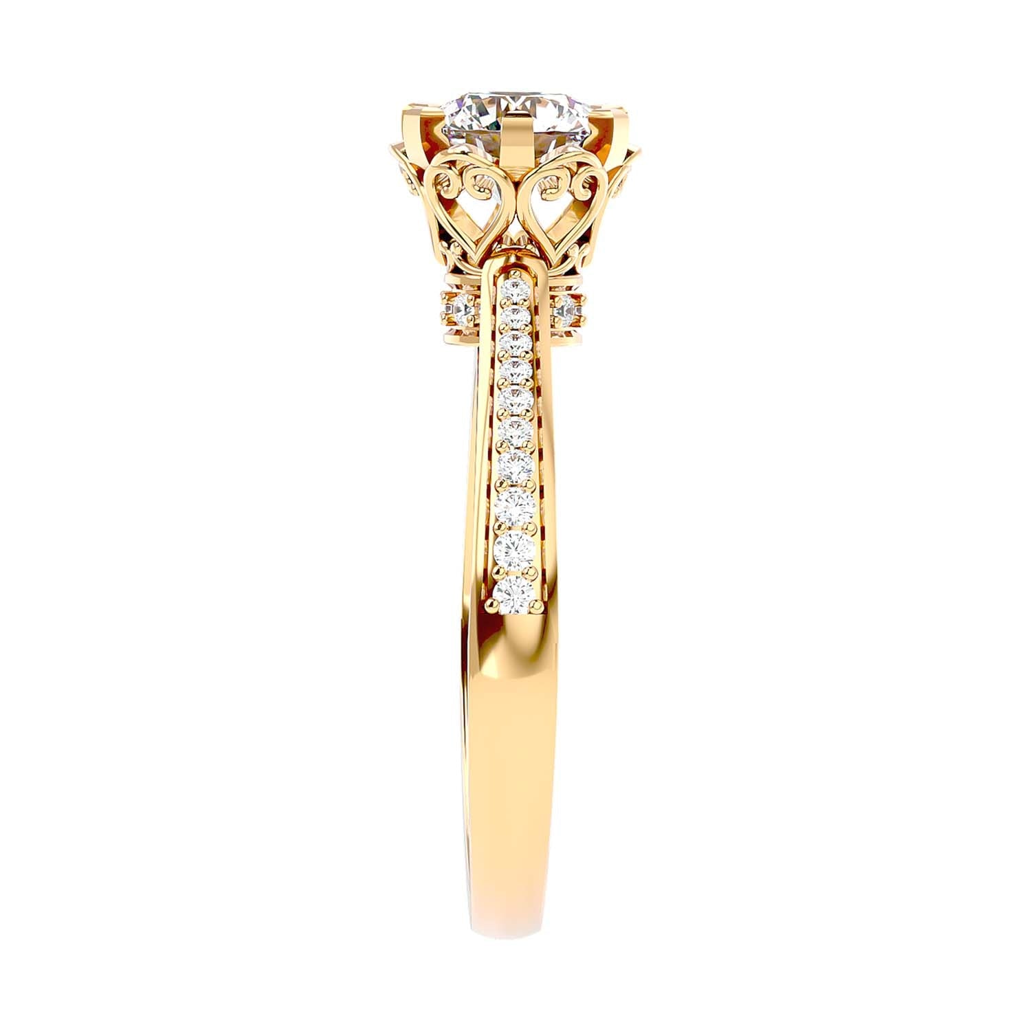 Solitaire Engagement Lab Diamond Ring 18 Karat Yellow Gold Lamour 65 Pointer Lab Diamond Ring Fiona Diamonds