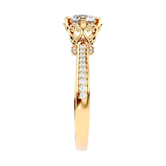 Load image into Gallery viewer, Solitaire Engagement Lab Diamond Ring 18 Karat Yellow Gold Lamour 65 Pointer Lab Diamond Ring Fiona Diamonds
