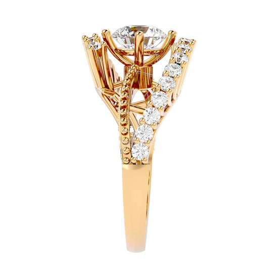 Solitaire Engagement Lab Diamond Ring 18 Karat Yellow Gold Occhio 60 Pointer Lab Diamond Ring Fiona Diamonds