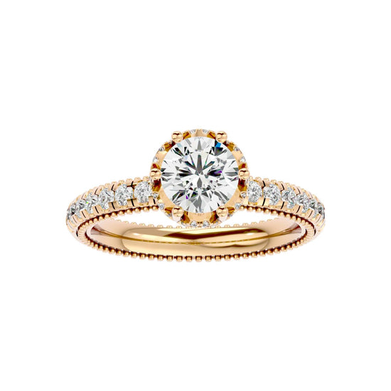 Load image into Gallery viewer, Solitaire Engagement Lab Diamond Ring 18 Karat Yellow Gold Zarif 60 Pointer Lab Diamond Ring Fiona Diamonds
