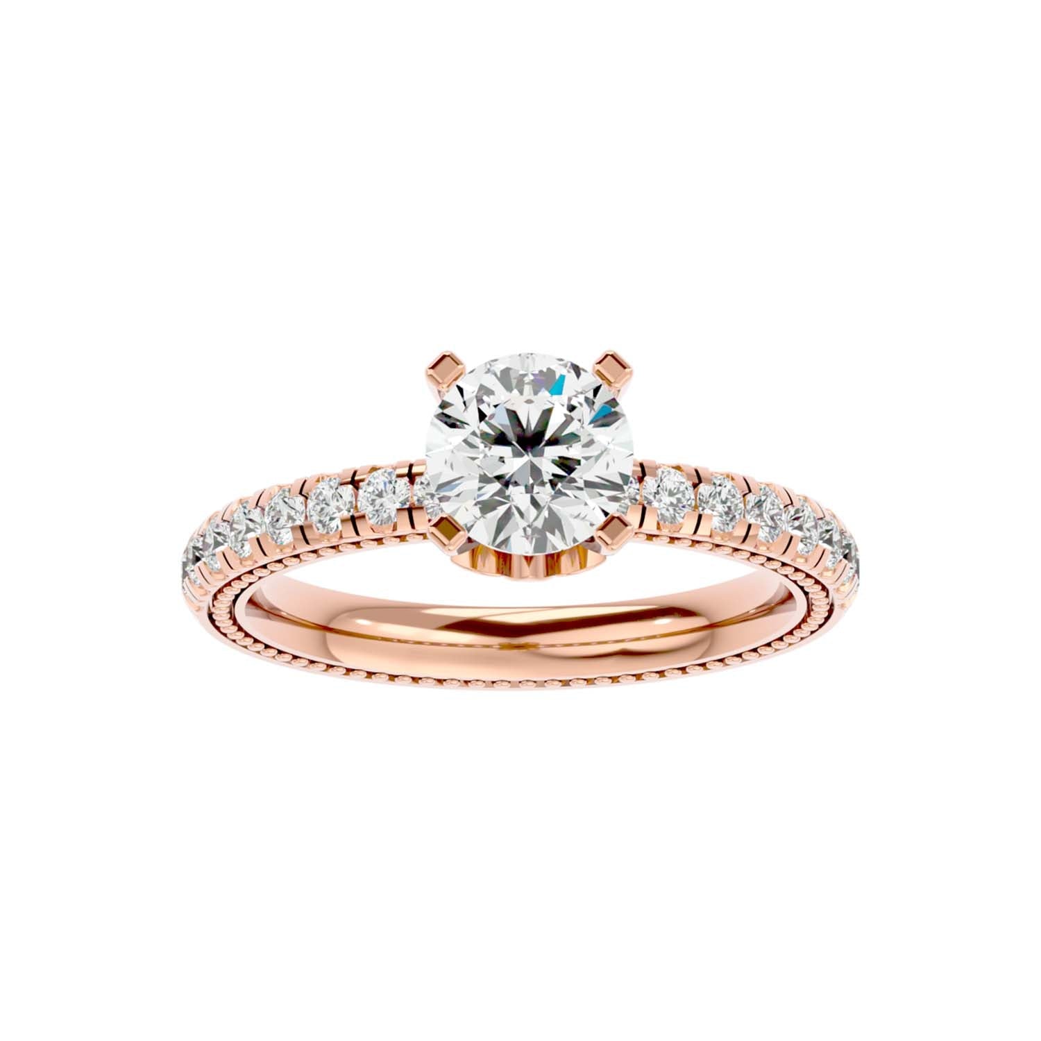 Solitaire Engagement Lab Diamond Ring 18 Karat rose Gold Steffi 60 Pointer Lab Diamond Ring Fiona Diamonds