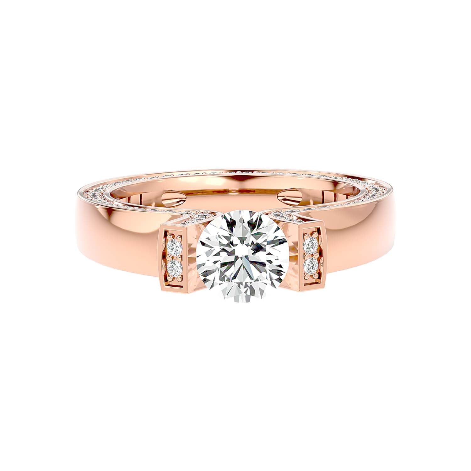Solitaire Engagement Lab Diamond Ring 18 Karat Rose Gold Tensing 55 Pointer Lab Diamond Ring Fiona Diamonds