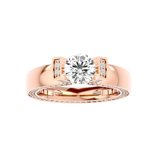 Load image into Gallery viewer, Solitaire Engagement Lab Diamond Ring 18 Karat Rose Gold Tensing 55 Pointer Lab Diamond Ring Fiona Diamonds
