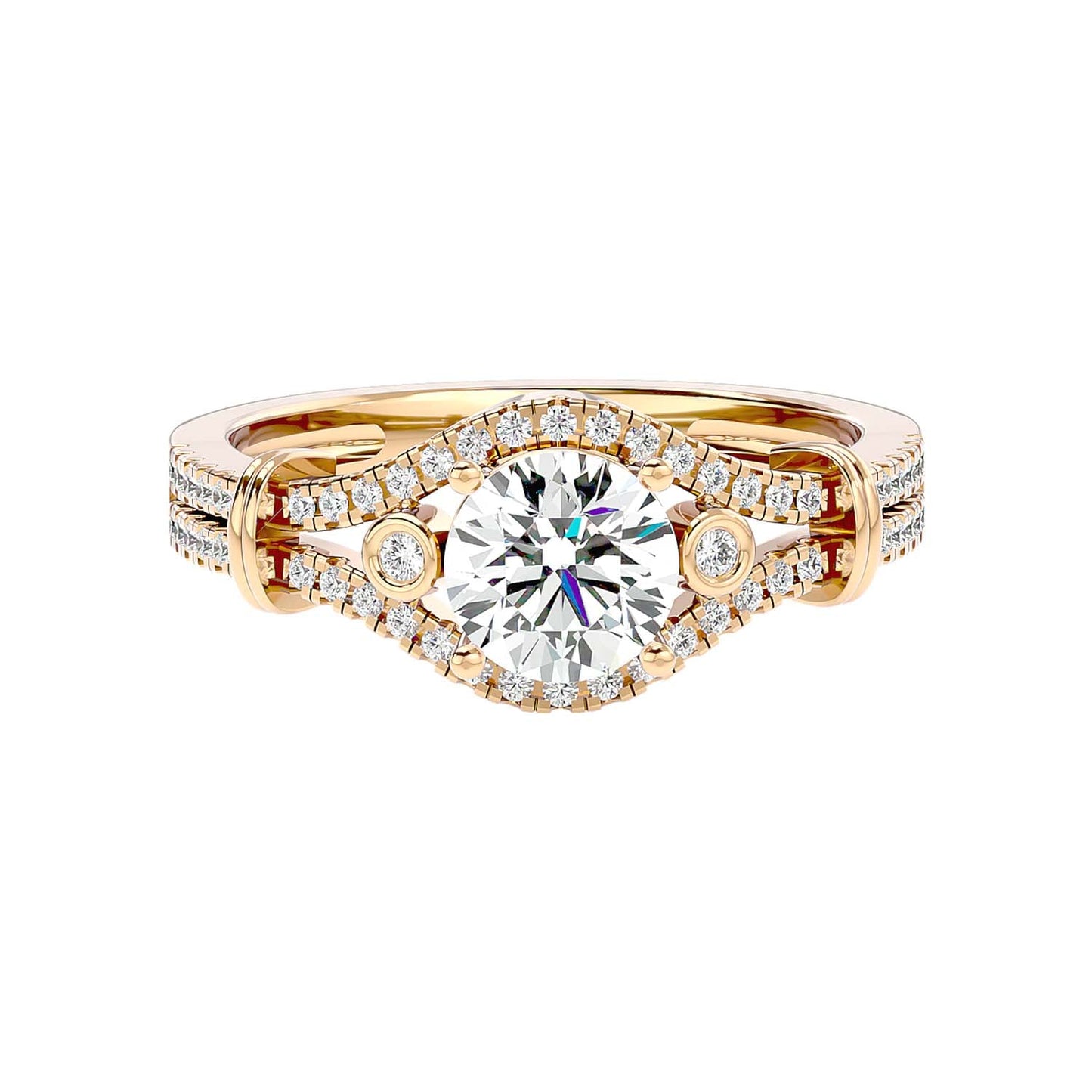 Solitaire Engagement Lab Diamond Ring 18 Karat Yellow Gold Vega 65 Pointer Lab Diamond Ring Fiona Diamonds